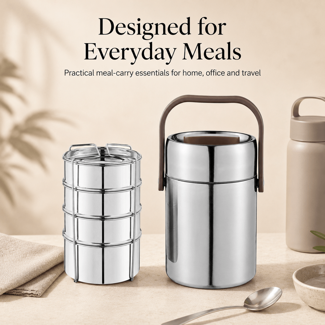 Kraft Perma-Therm Stainless Steel Tiffin – 3 & 4 Tier Options | 1.6 L & 1.9 L