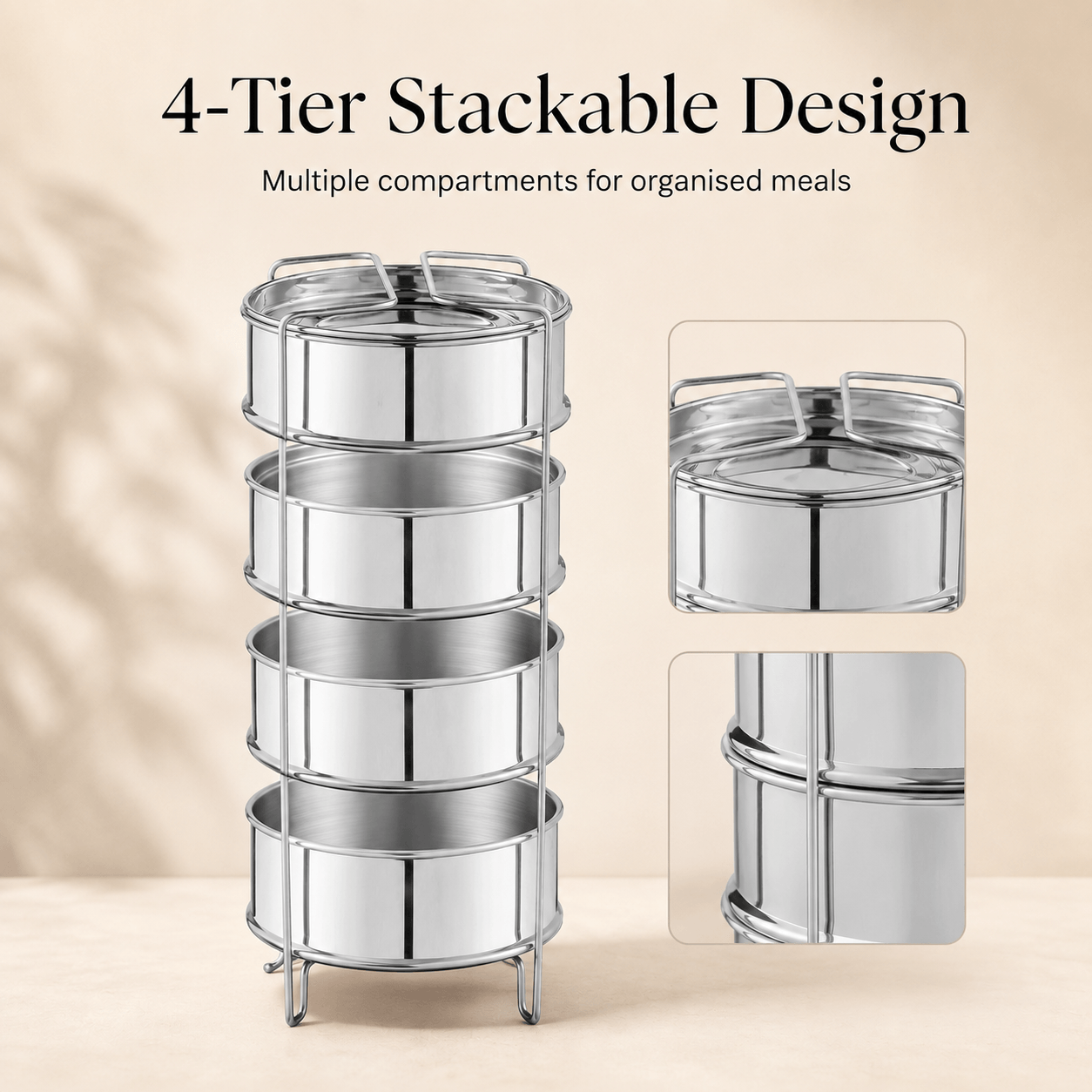 Kraft Perma-Therm Stainless Steel Tiffin – 3 & 4 Tier Options | 1.6 L & 1.9 L