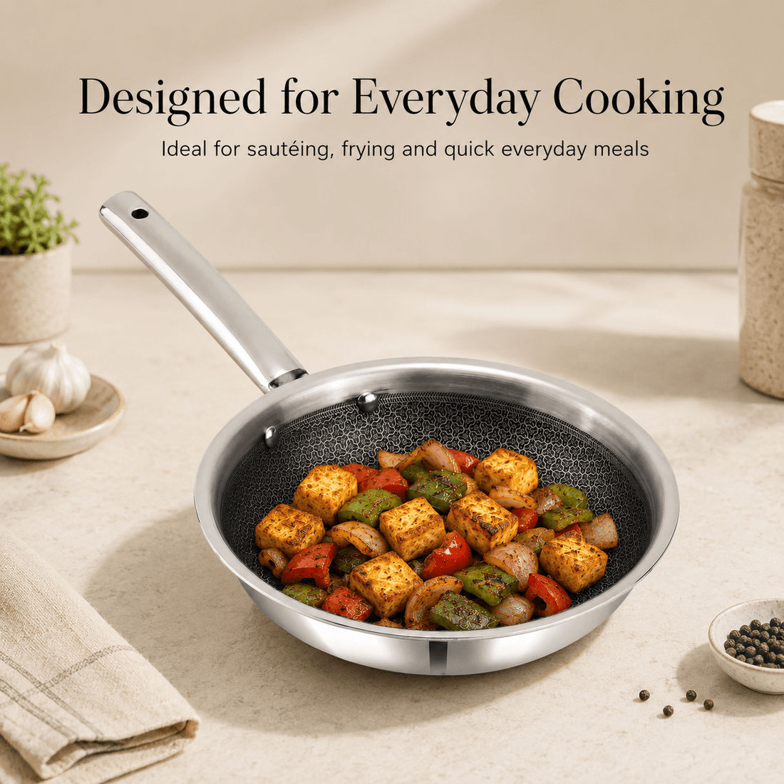 Kraft Futuretec Pro Triply frypan stainless steel induction product view