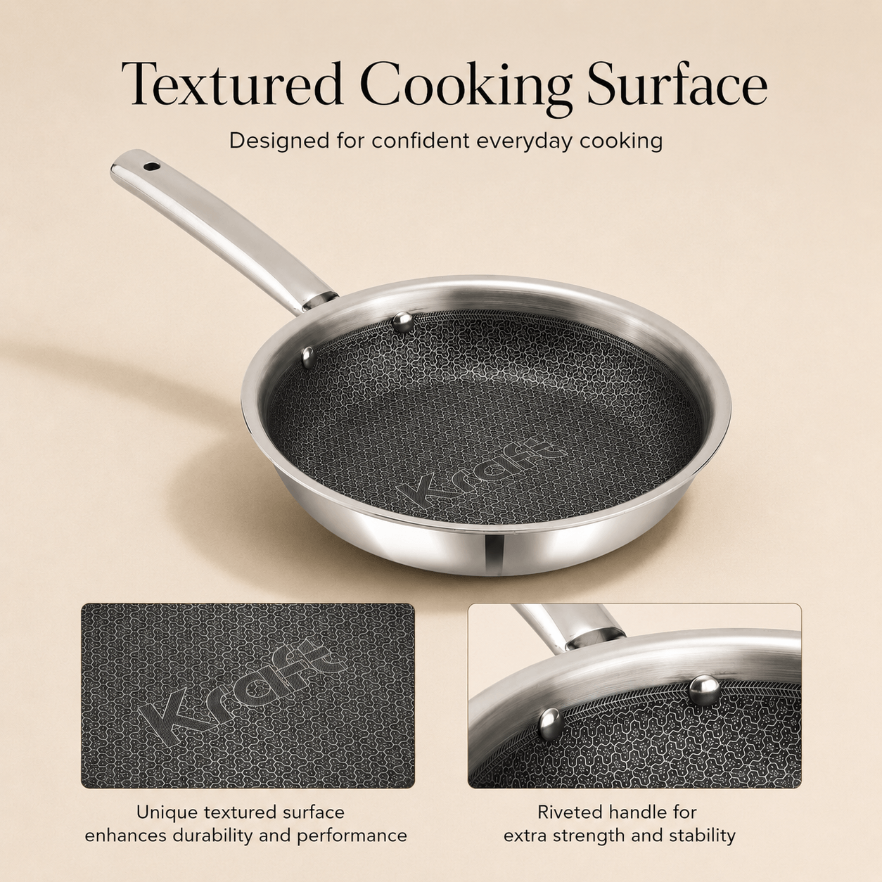 Kraft Futuretec Pro Triply Stainless Steel Frypan (Induction Friendly)