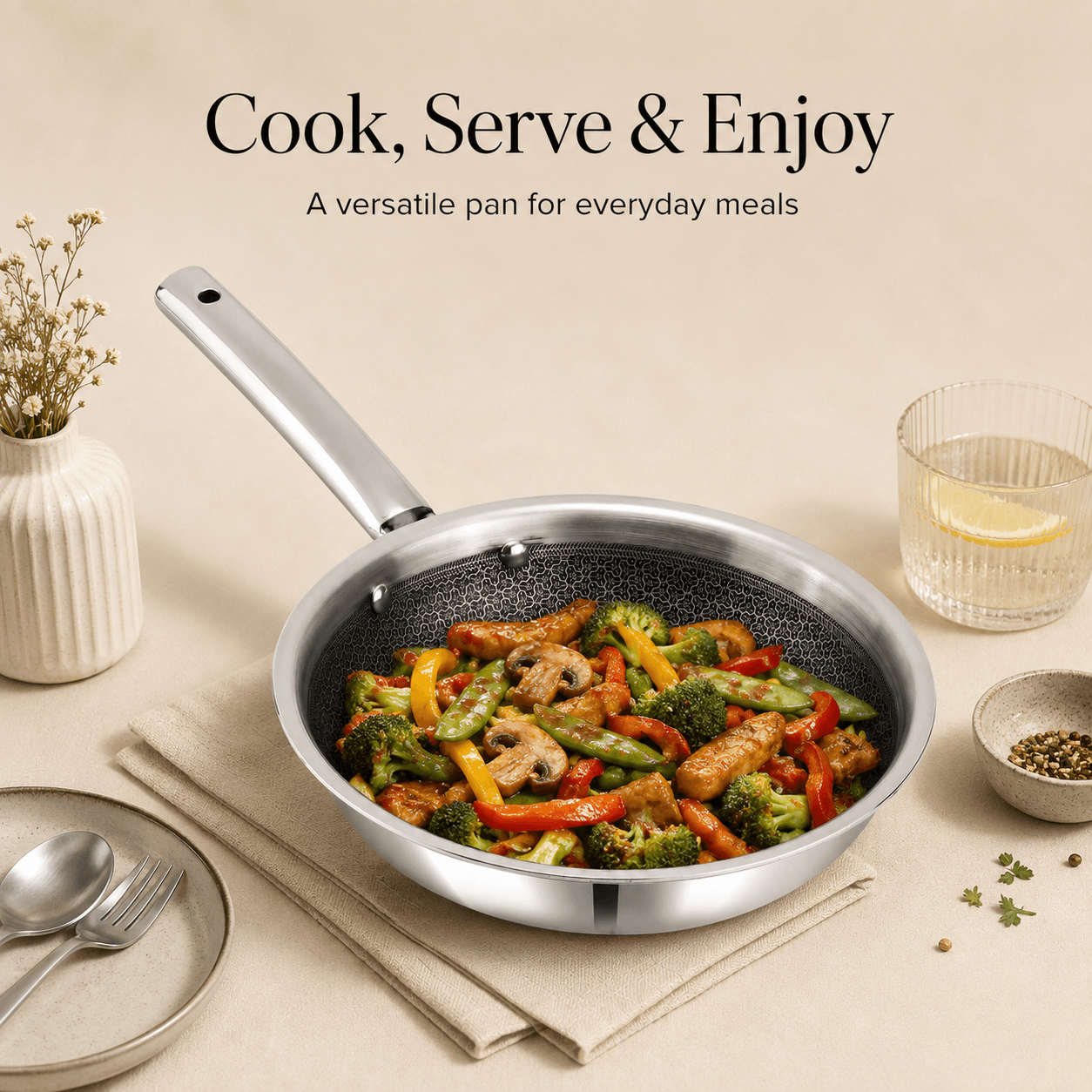 Kraft Futuretec Pro Triply Stainless Steel Frypan (Induction Friendly)
