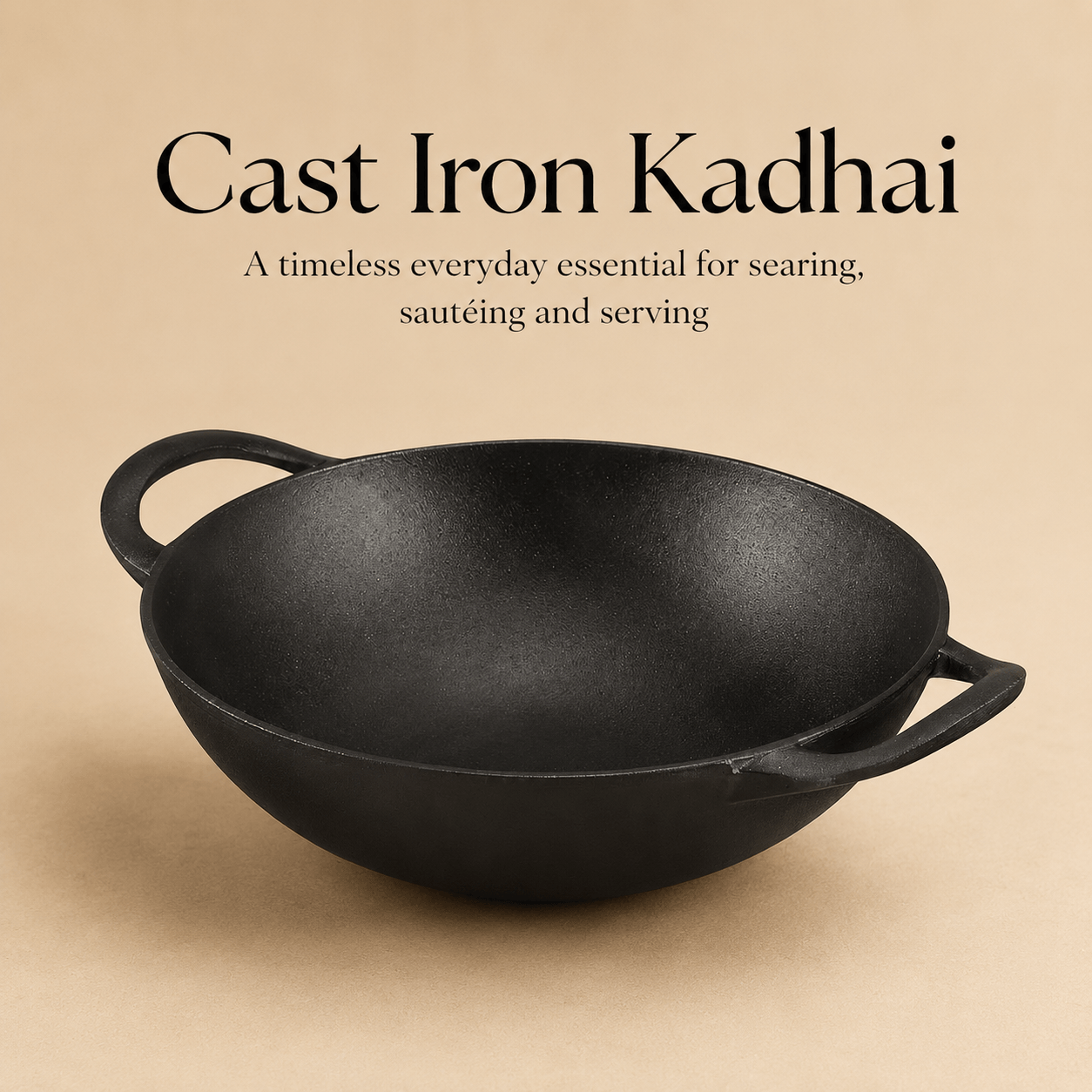 Kraft Infinity Pre-Seasoned Cast Iron Kadai (Induction Friendly)