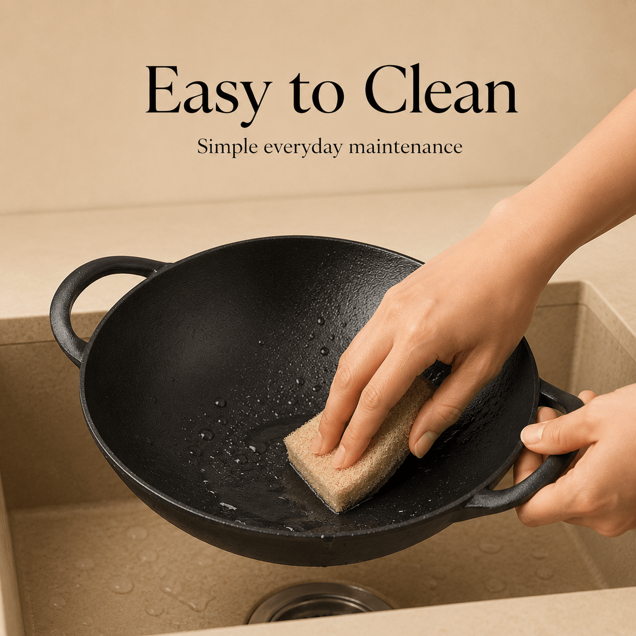 Kraft Infinity Pre-Seasoned Cast Iron Kadai (Induction Friendly)