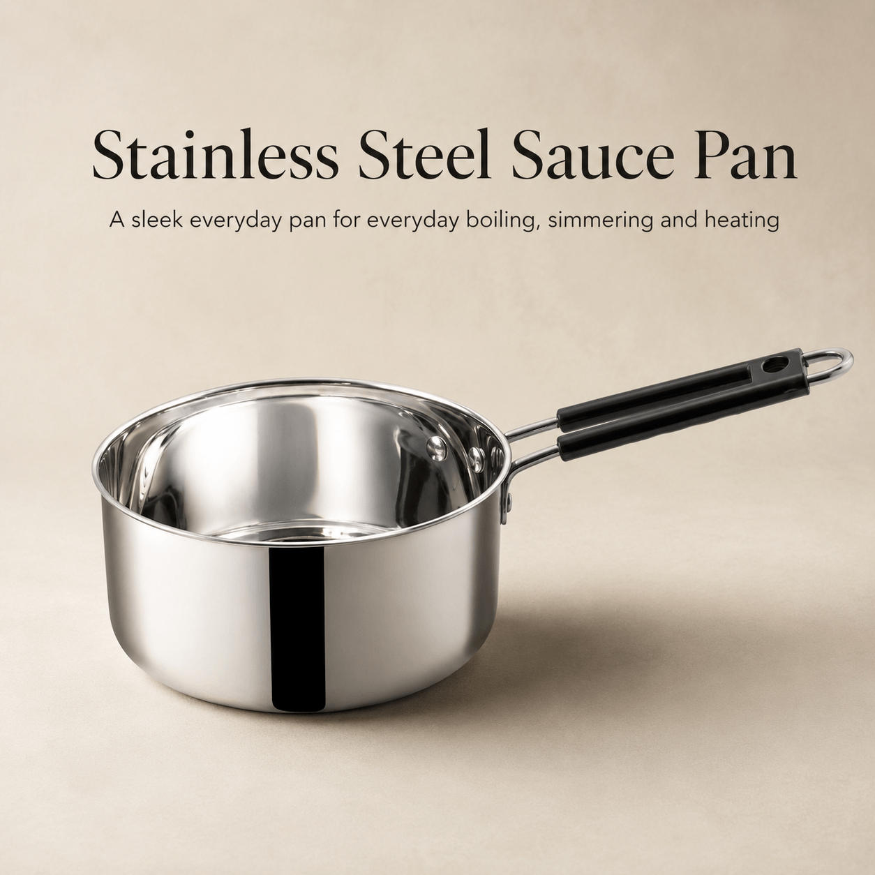 Kraft Stainless Steel Plain Bottom Saucepan Size 10, 11 & 12 (Induction Friendly)