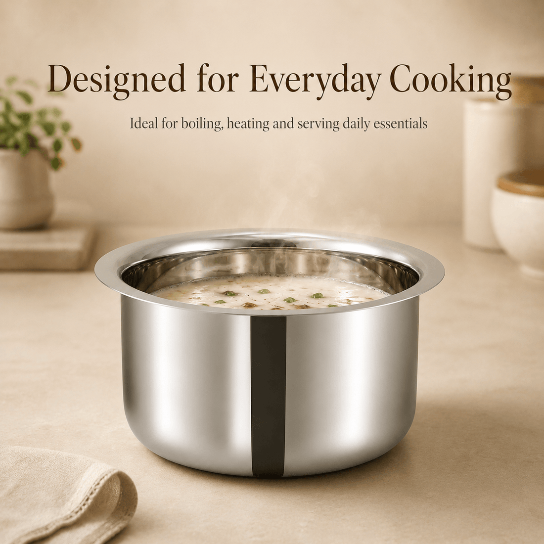 Kraft  Stainless Steel Plain Bottom Tope - 21 G (Induction Friendly)