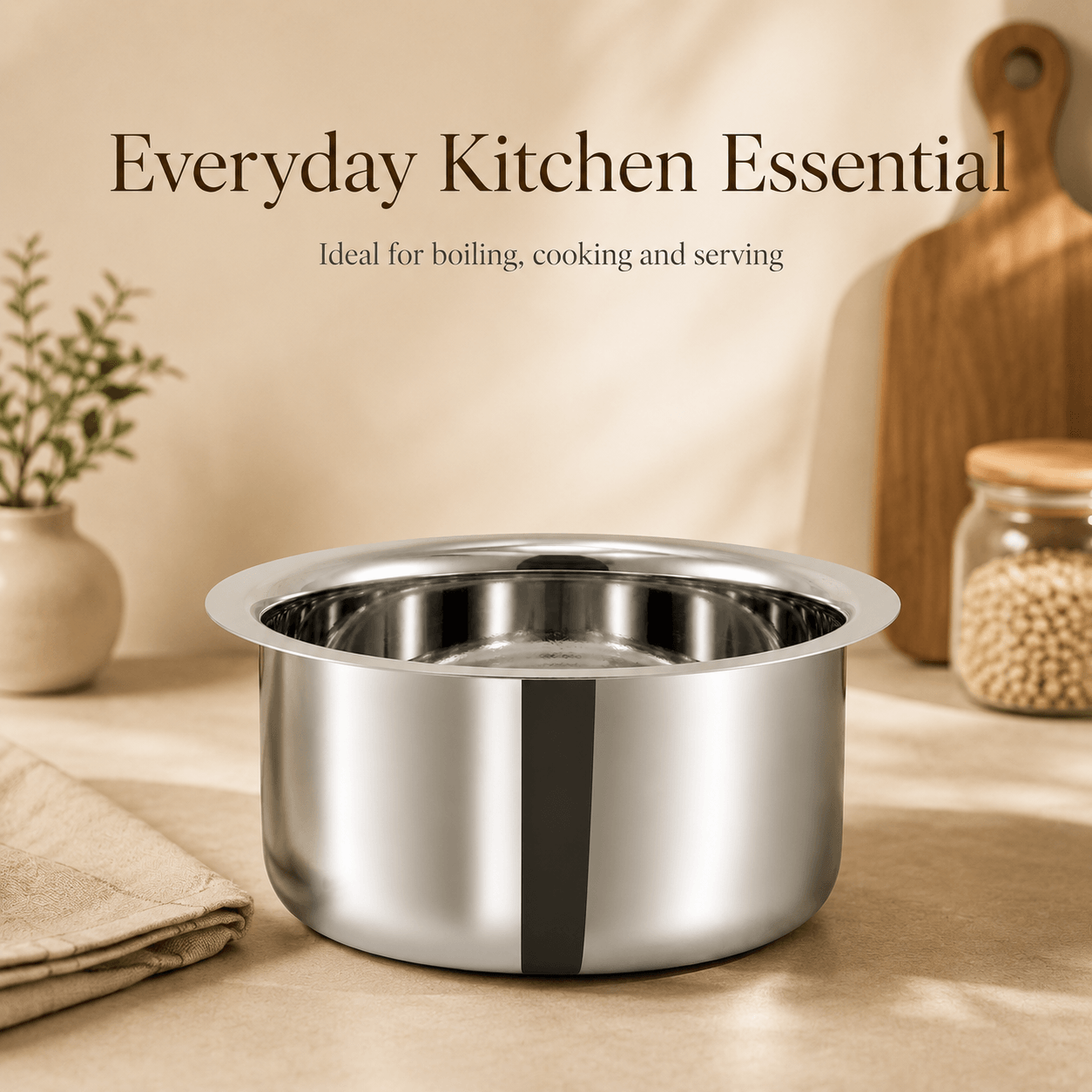 Kraft  Stainless Steel Plain Bottom Tope - 21 G (Induction Friendly)