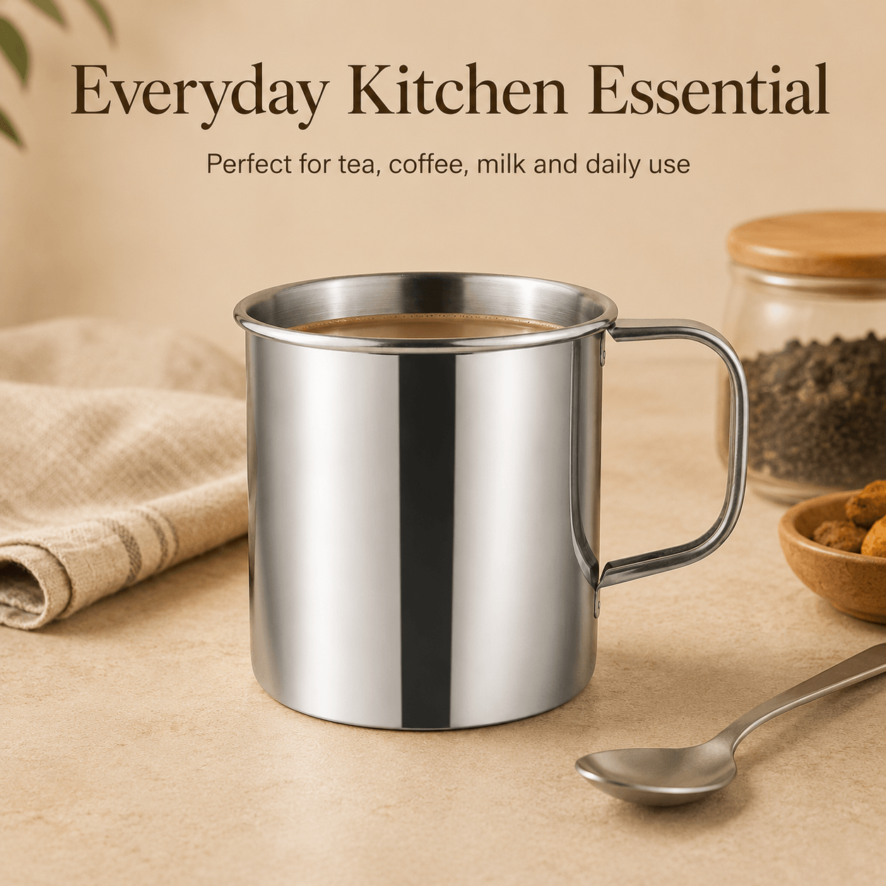 Kraft Stainless Steel Mug Durable Steel Drinking Mug for Tea, Coffee, Milk & Everyday Use