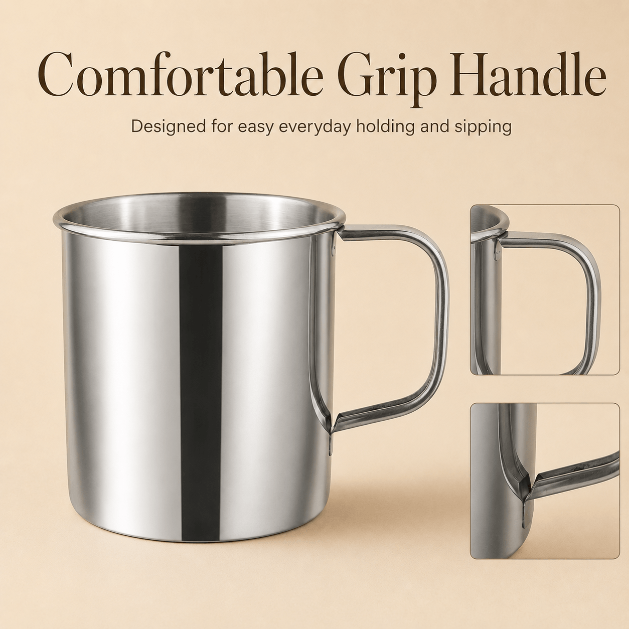 Kraft Stainless Steel Mug Durable Steel Drinking Mug for Tea, Coffee, Milk & Everyday Use