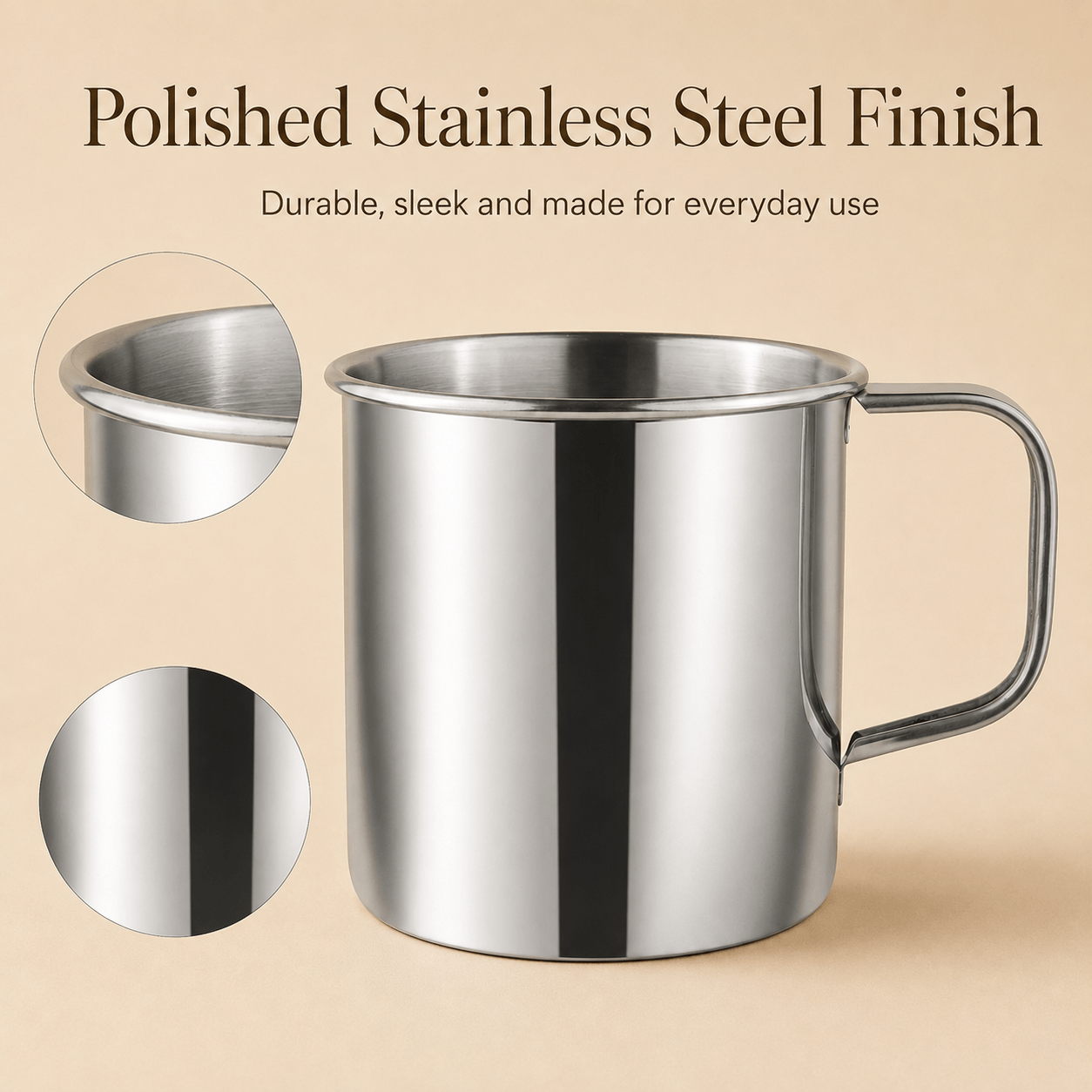 Kraft Stainless Steel Mug Durable Steel Drinking Mug for Tea, Coffee, Milk & Everyday Use