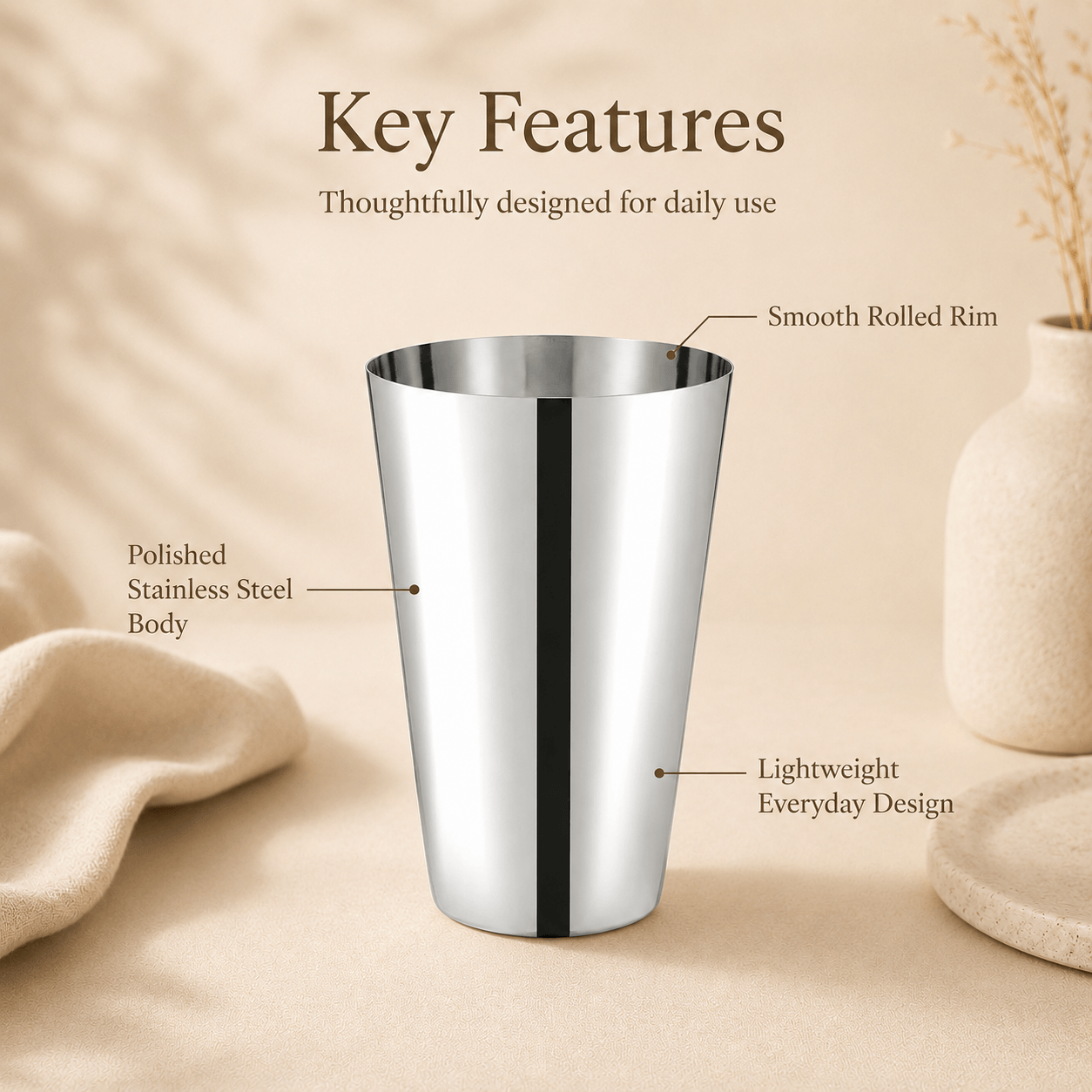 Kraft Stainless Steel Amrapali  Premium Steel Glass for Daily Use