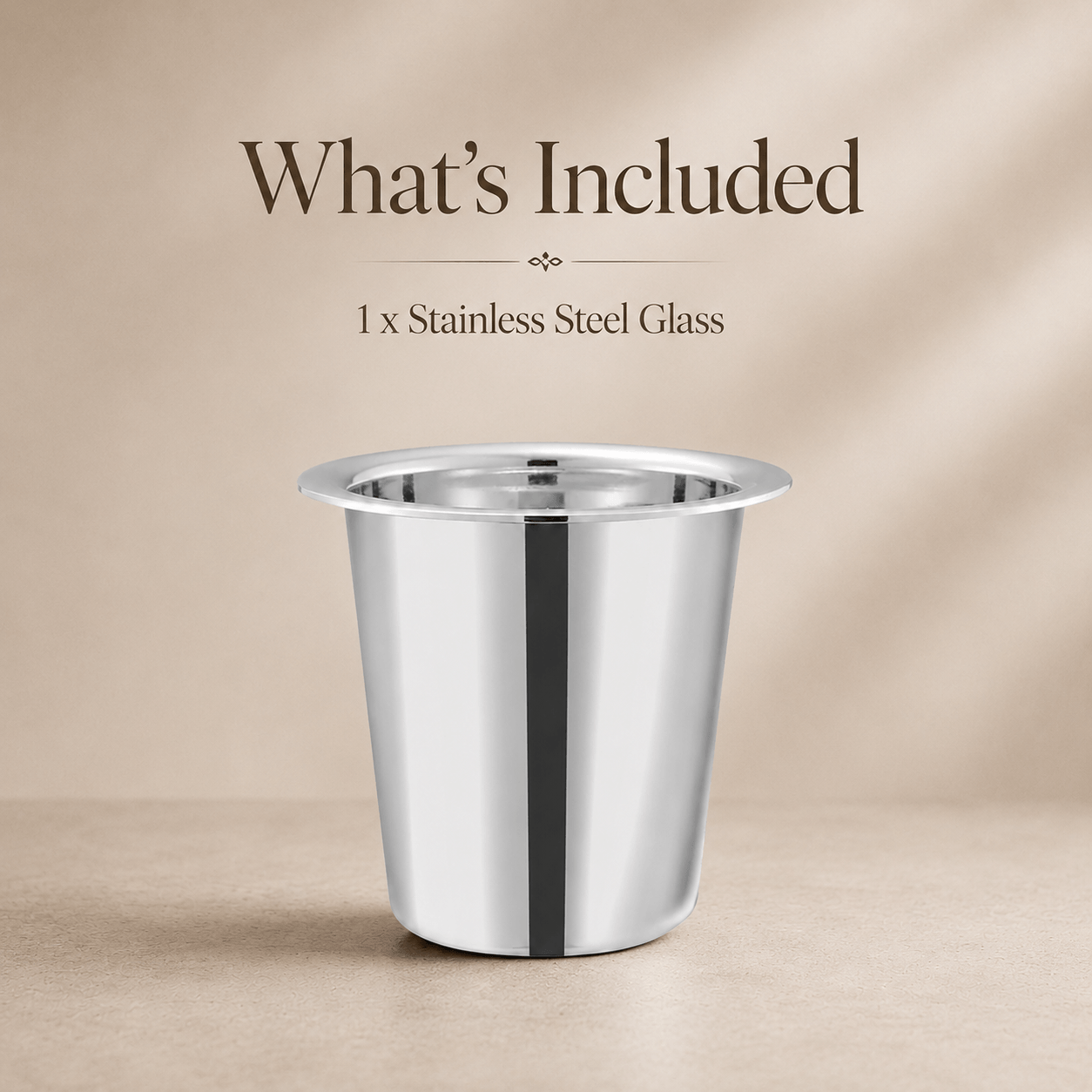 Kraft Stainless Steel Ram Patra Steel Glass Mirror Finish Traditional Drinking Glass for Water, Juice, Chaas & Lassi