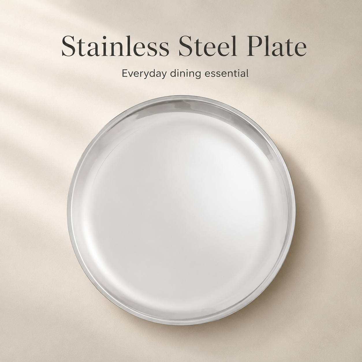 Kraft Stainless Steel China Plate  Mirror Finish Steel Dinner Plate for Meals, Snacks & Daily Serving