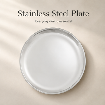 Kraft Stainless Steel China Plate  Mirror Finish Steel Dinner Plate for Meals, Snacks & Daily Serving