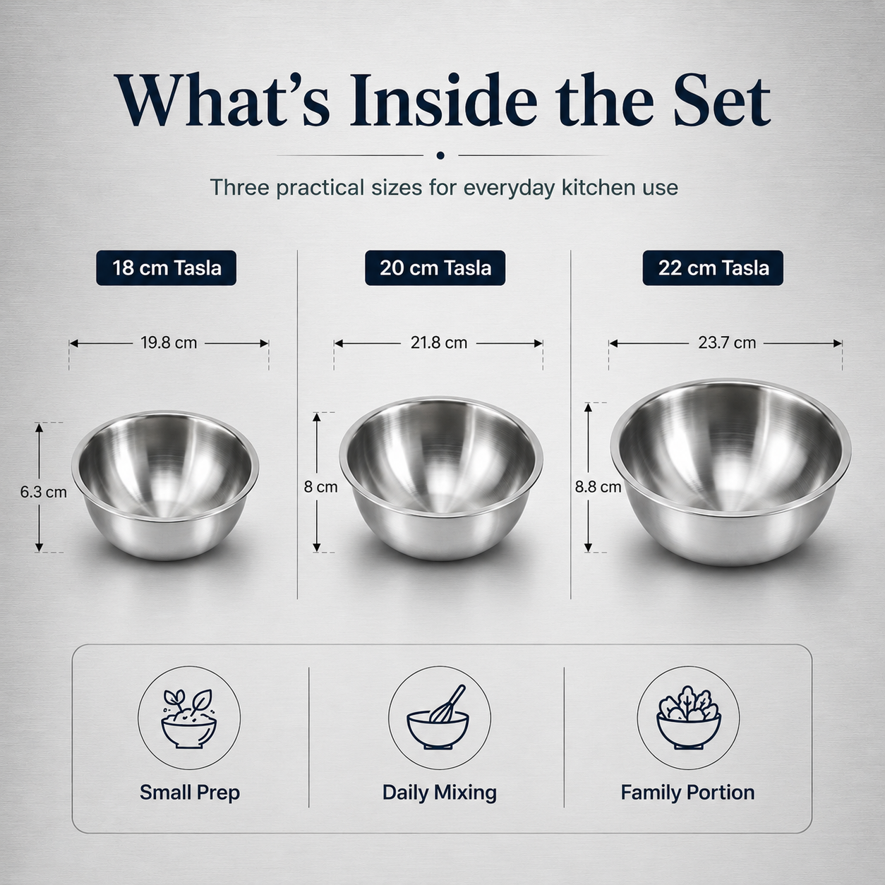Kraft Futuretec Triply Tasla 3pc Combo Set product view stainless