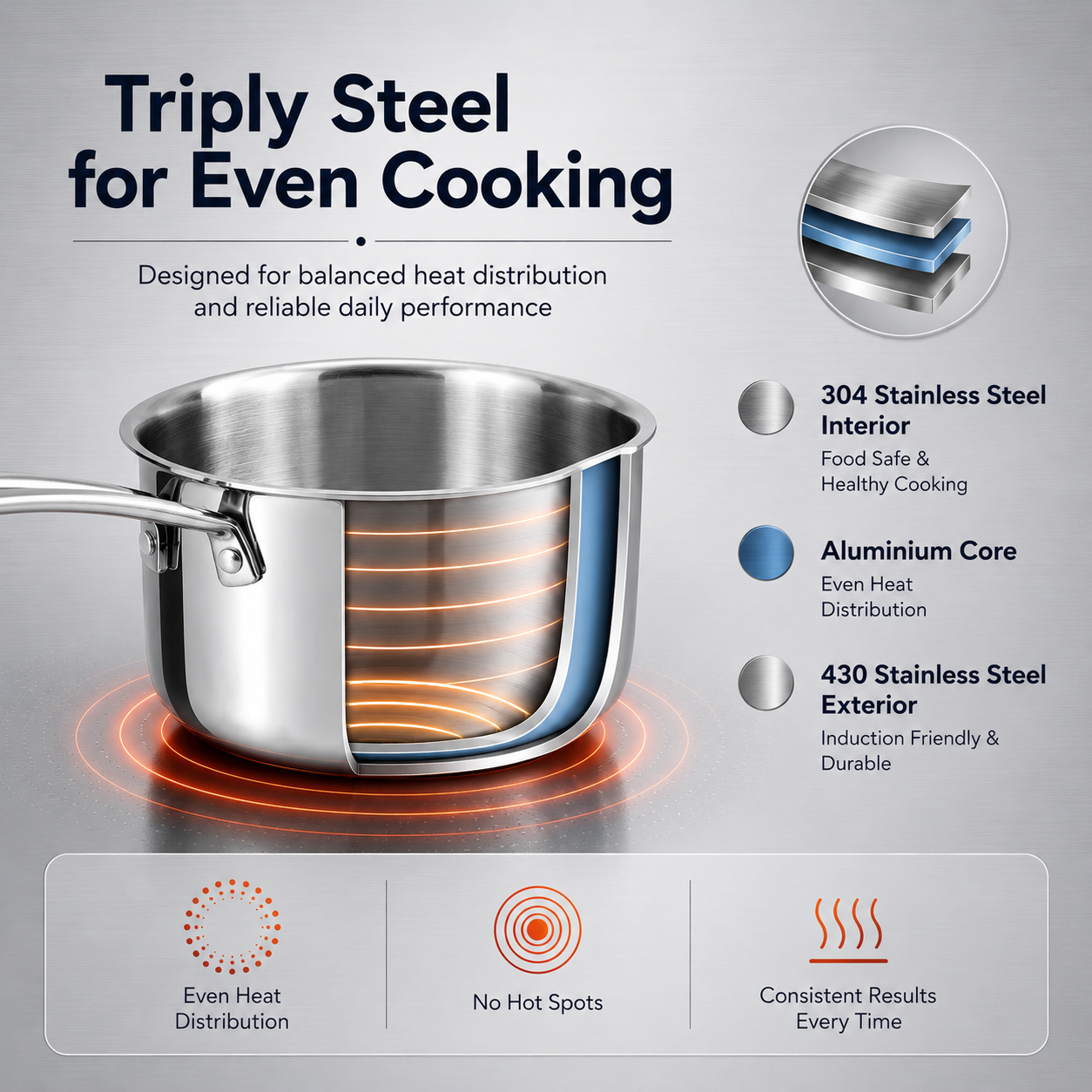 Kraft Futuretec 4pc combo set induction friendly stainless steel view 3