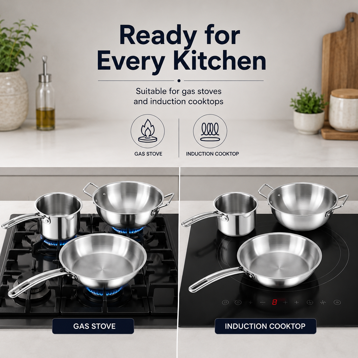 Kraft Futuretec 4pc combo set induction friendly stainless steel view 7