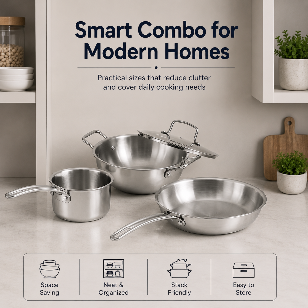Kraft Futuretec 4pc combo set induction friendly stainless steel view 6