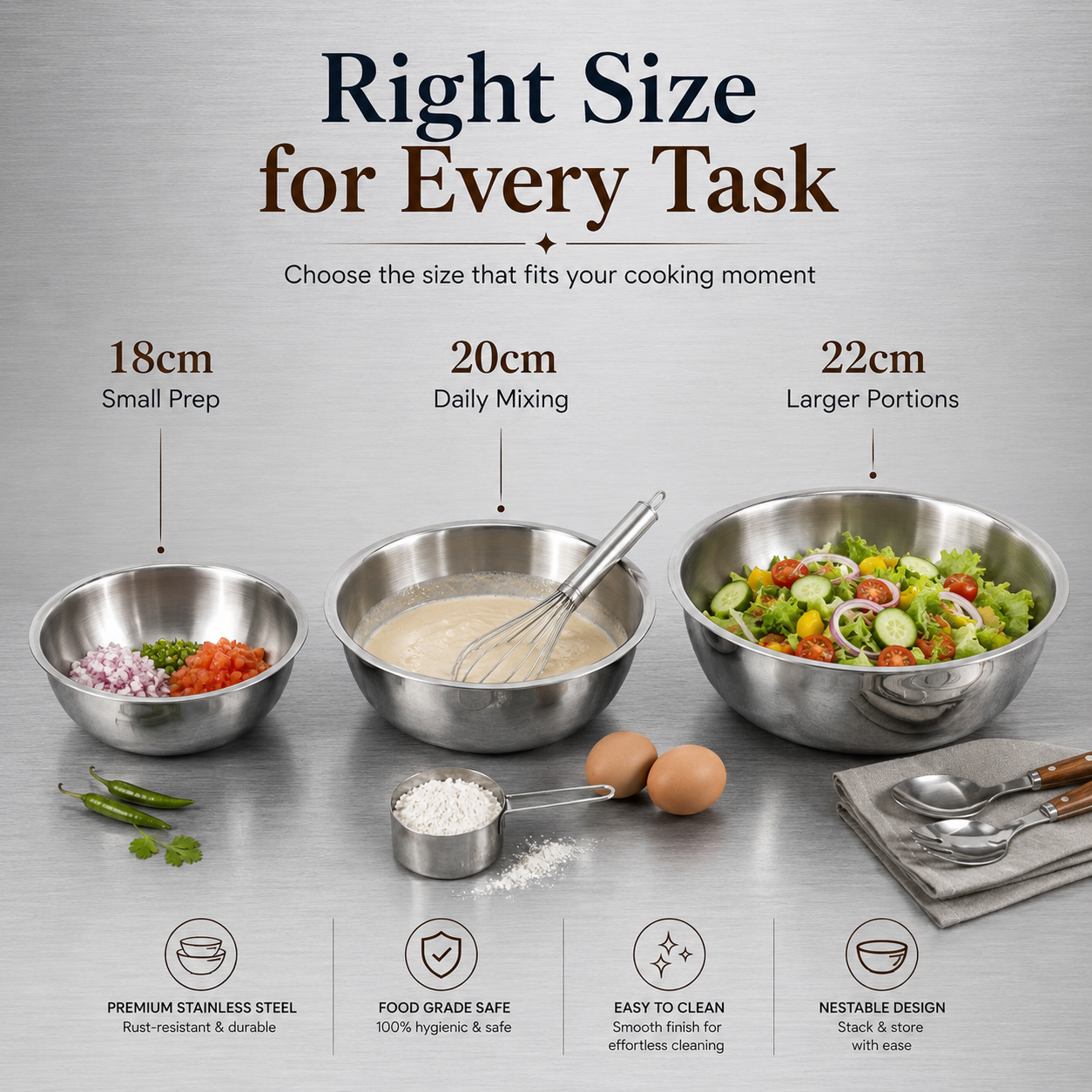 Kraft Futuretec Triply Tasla 3pc Combo Set detail stainless steel