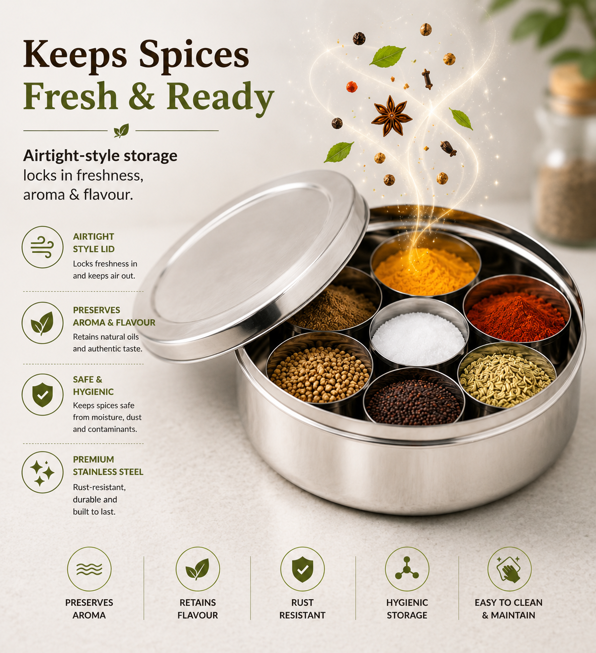 Kraft stainless steel spice masala box view 5 kitchen