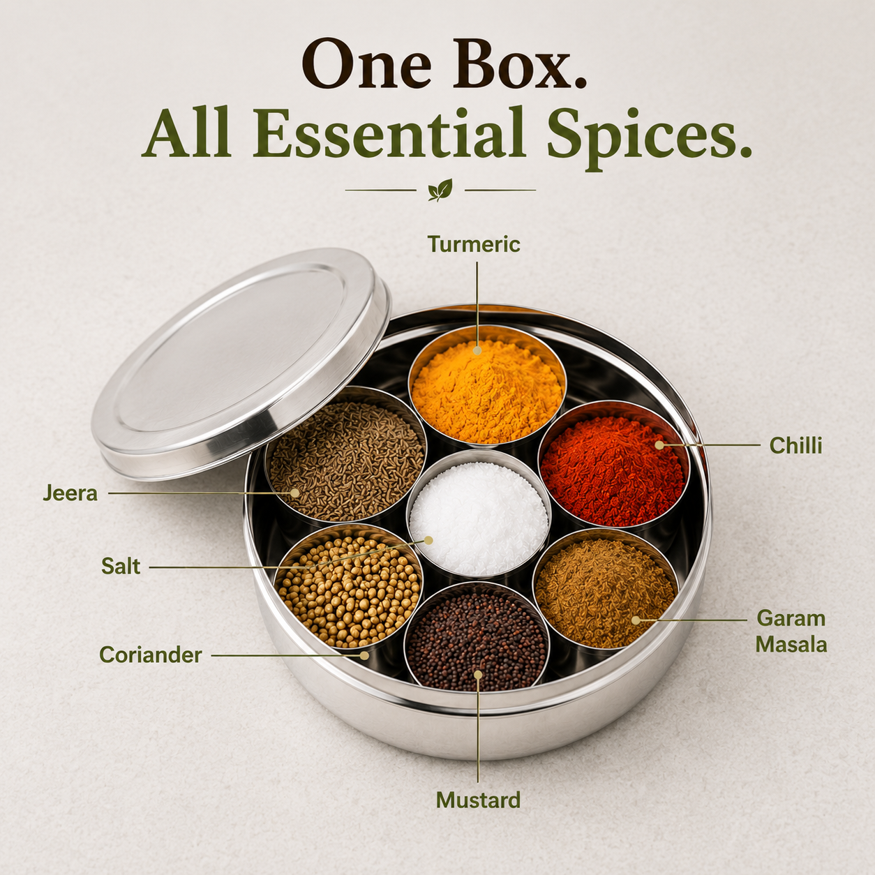 Kraft stainless steel spice masala box view 6 detail