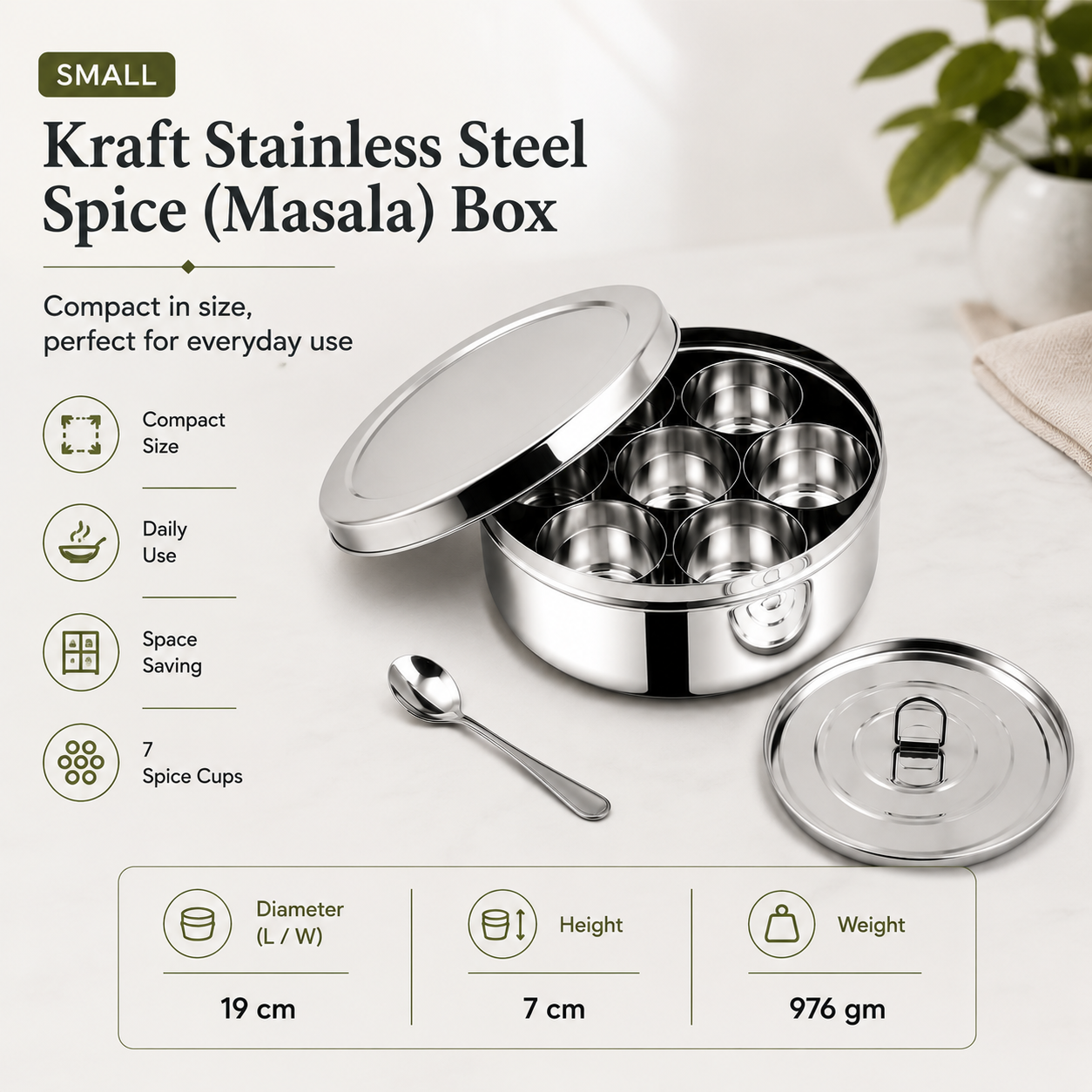Kraft stainless steel spice masala box view 10 detail