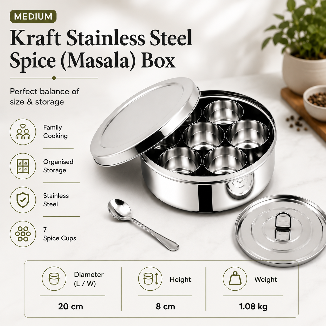 Kraft stainless steel spice masala box view 9 kitchen