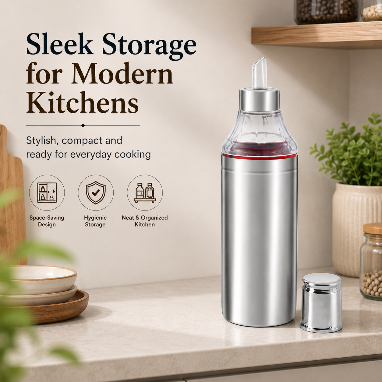 Kraft stainless steel oil dispenser bottle product view