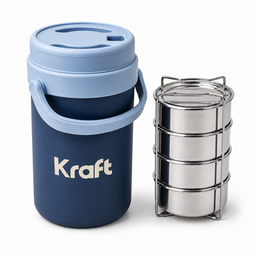 Kraft Nutri Therm 4 Tier Insulated Tiffin | Stainless Steel Lunch Box