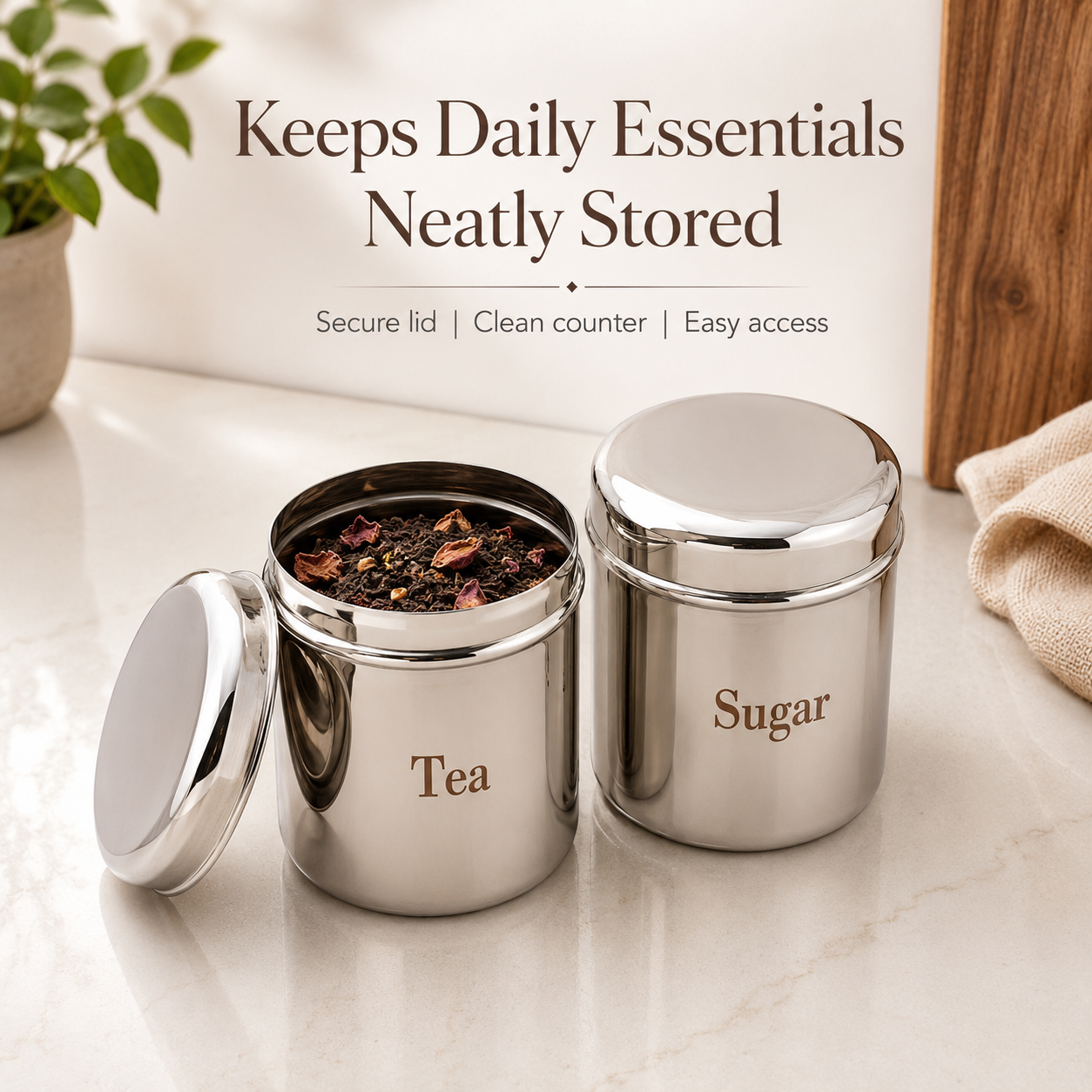 Kraft Prime stainless steel canister set 2pc view 6 storage