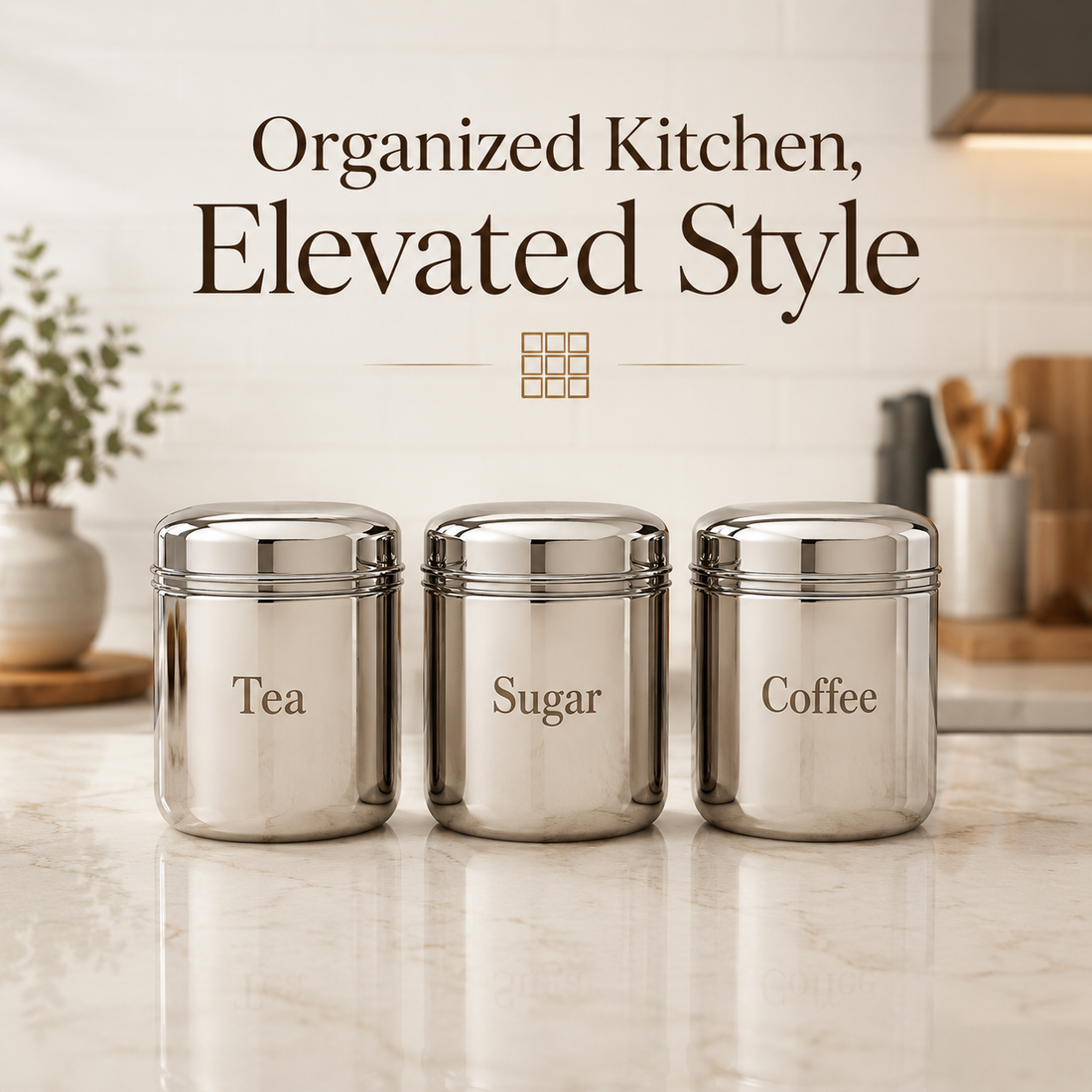 Kraft Prime stainless steel canister set 3pc kitchen storage product view