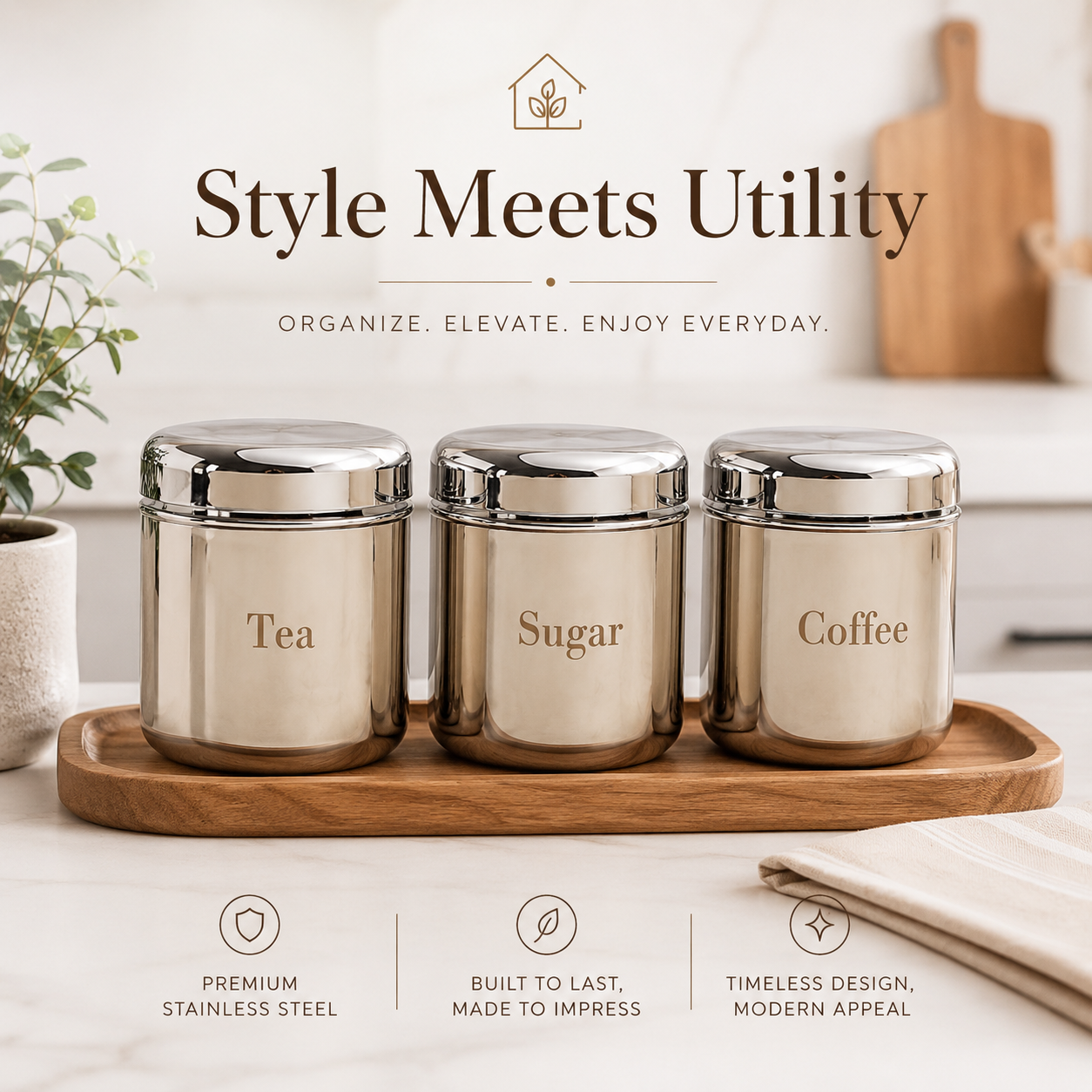 Kraft Prime stainless steel canister set 3pc view 6 storage
