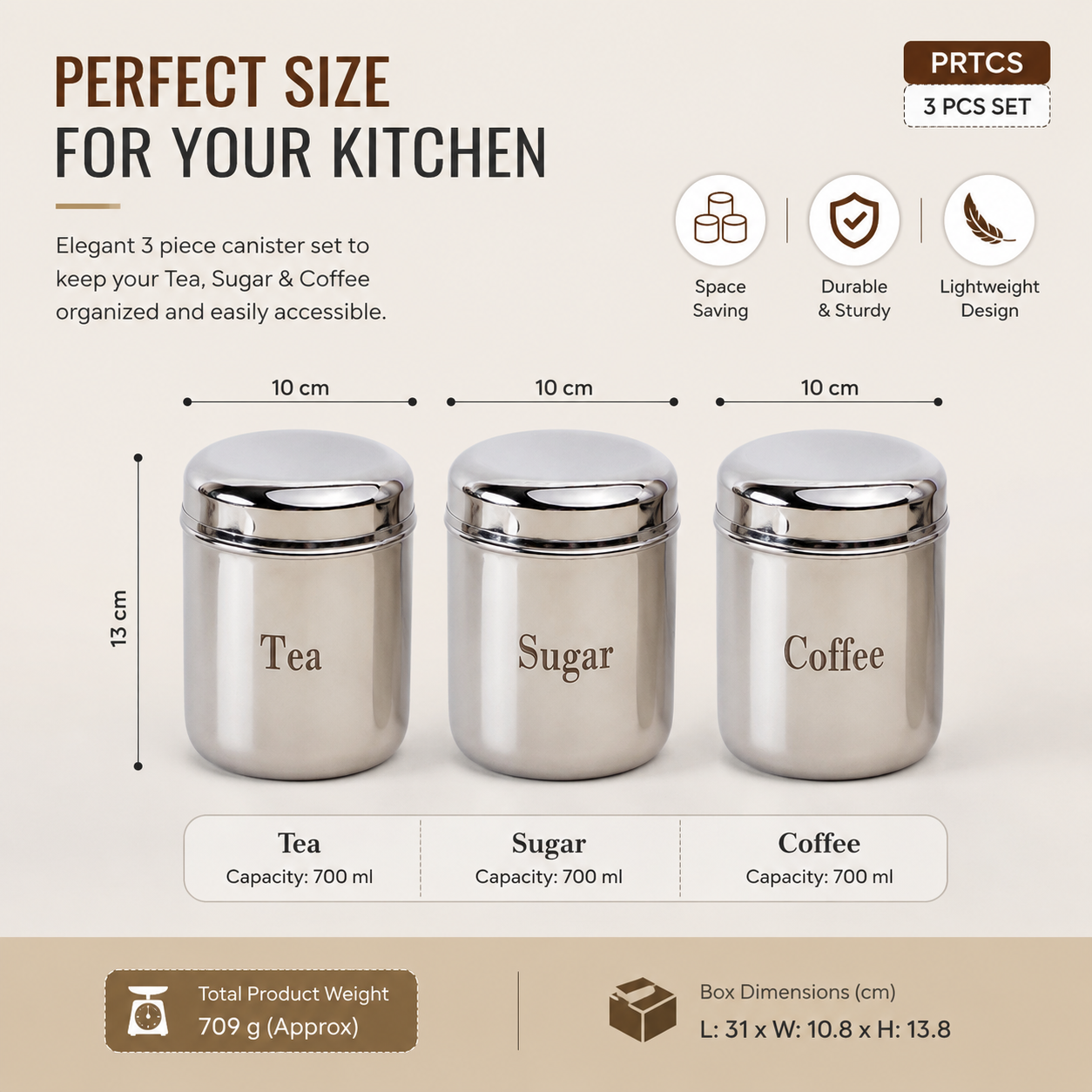 Kraft Prime stainless steel canister set 3pc view 5 kitchen
