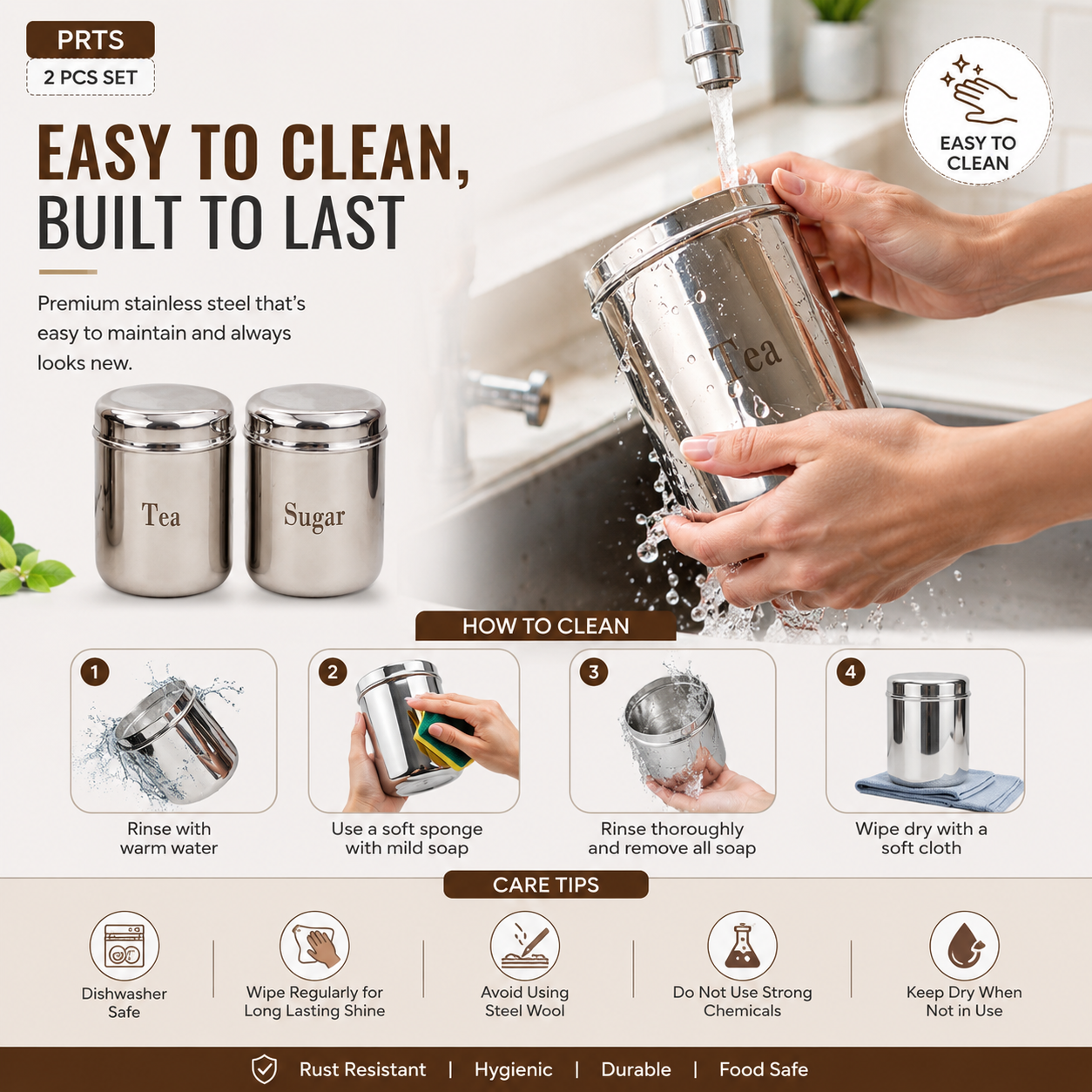 Kraft Prime stainless steel canister set 2pc view 5 kitchen