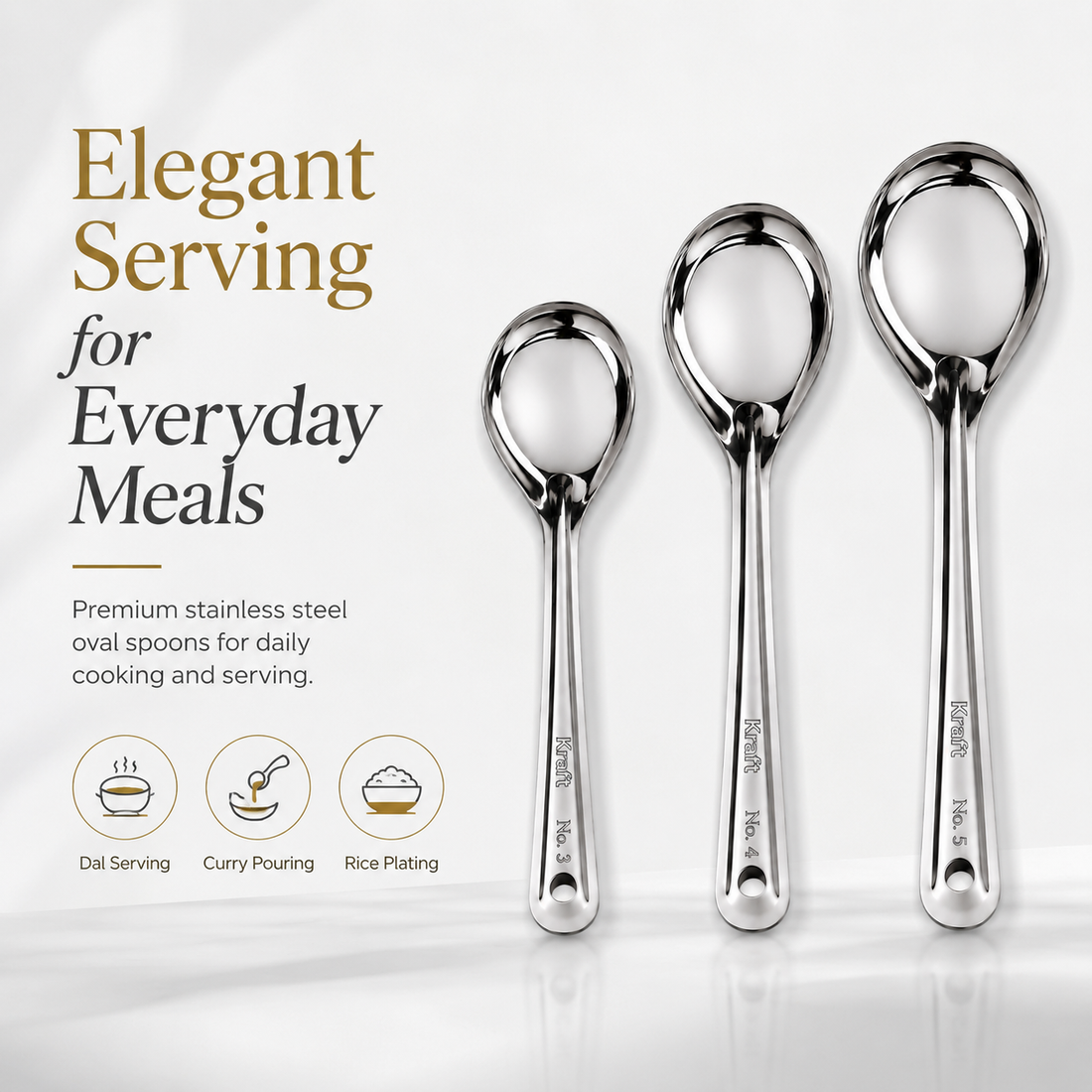 Kraft stainless steel basting oval spoon no 3 4 5 kitchen product view