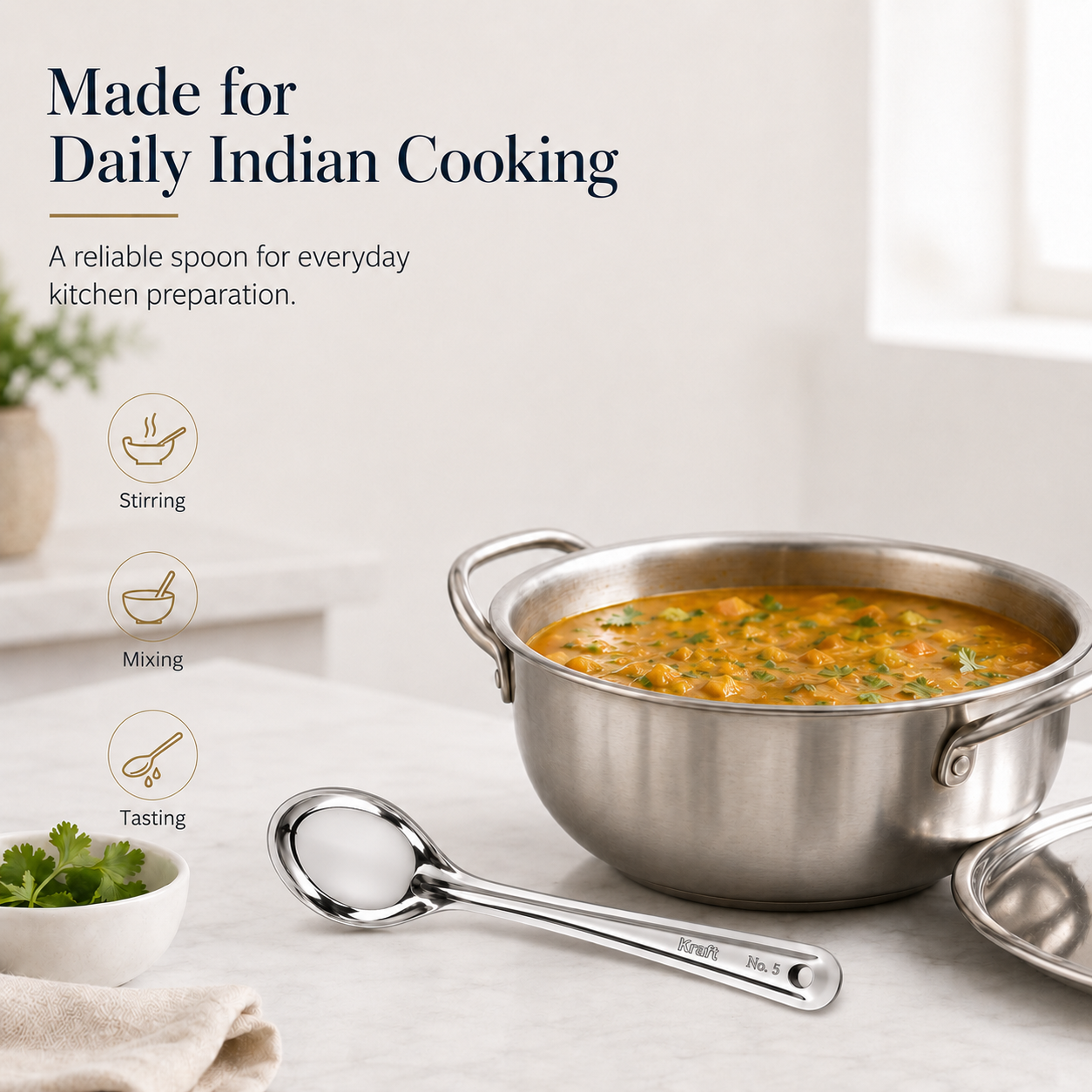 Kraft stainless steel basting oval spoon view 5 detail kitchen