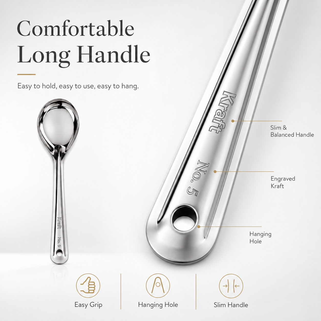 Kraft stainless steel basting oval spoon view 7 overview kitchen