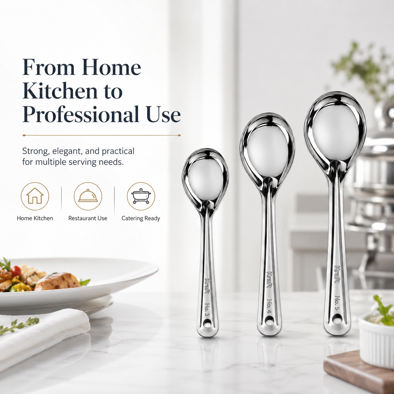 Kraft stainless steel basting oval spoon view 8 lifestyle kitchen