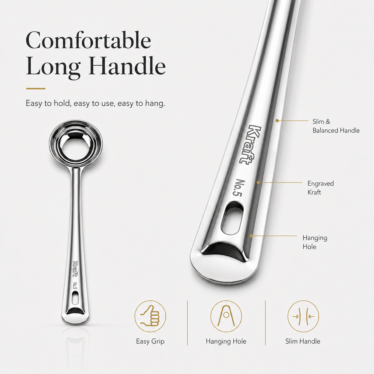 Kraft Stainless Steel Ladle Spoon | Deep Serving Spoon for Dal, Curry, Soup & Gravy