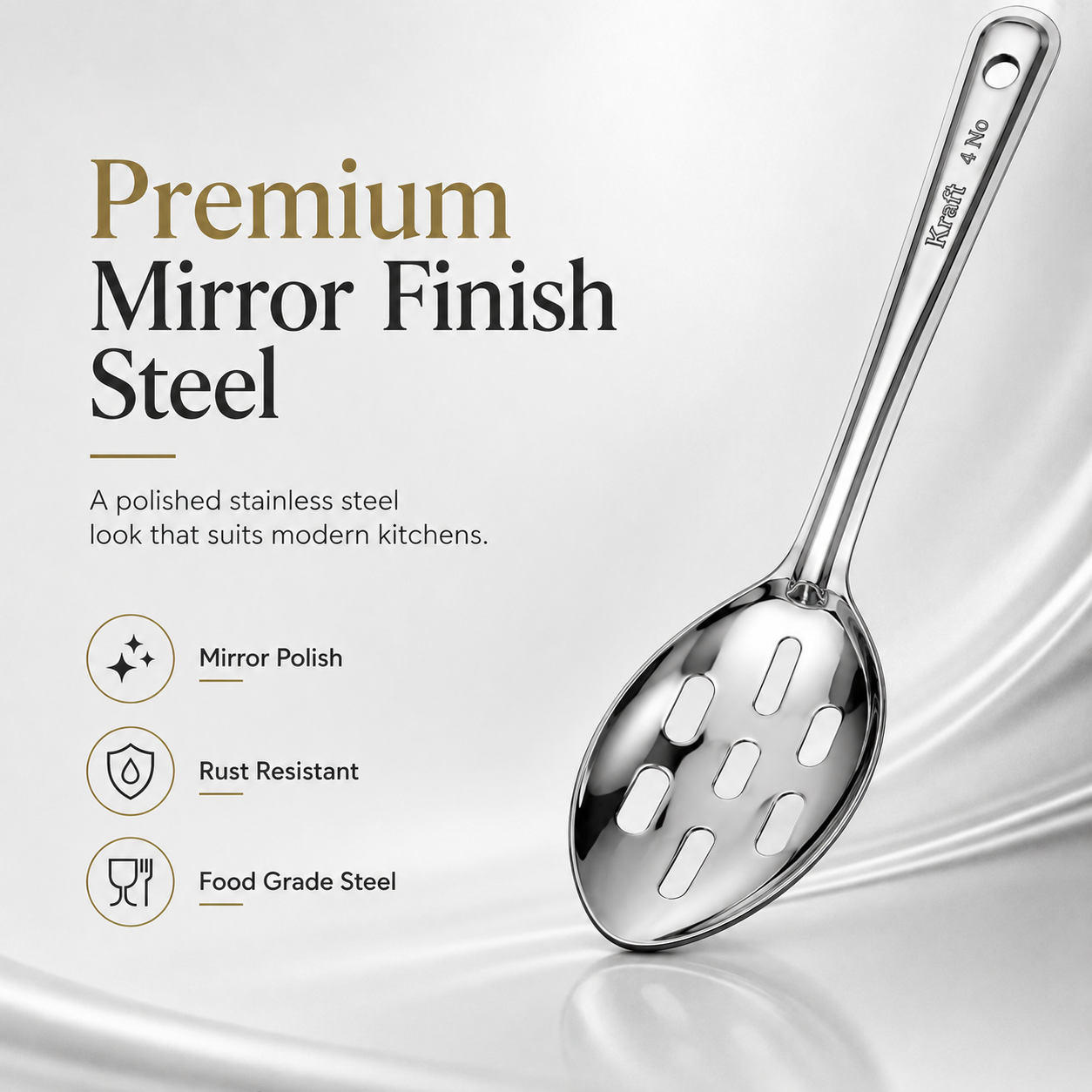 Kraft Stainless Steel Straining Spoon | Slotted Serving Spoon