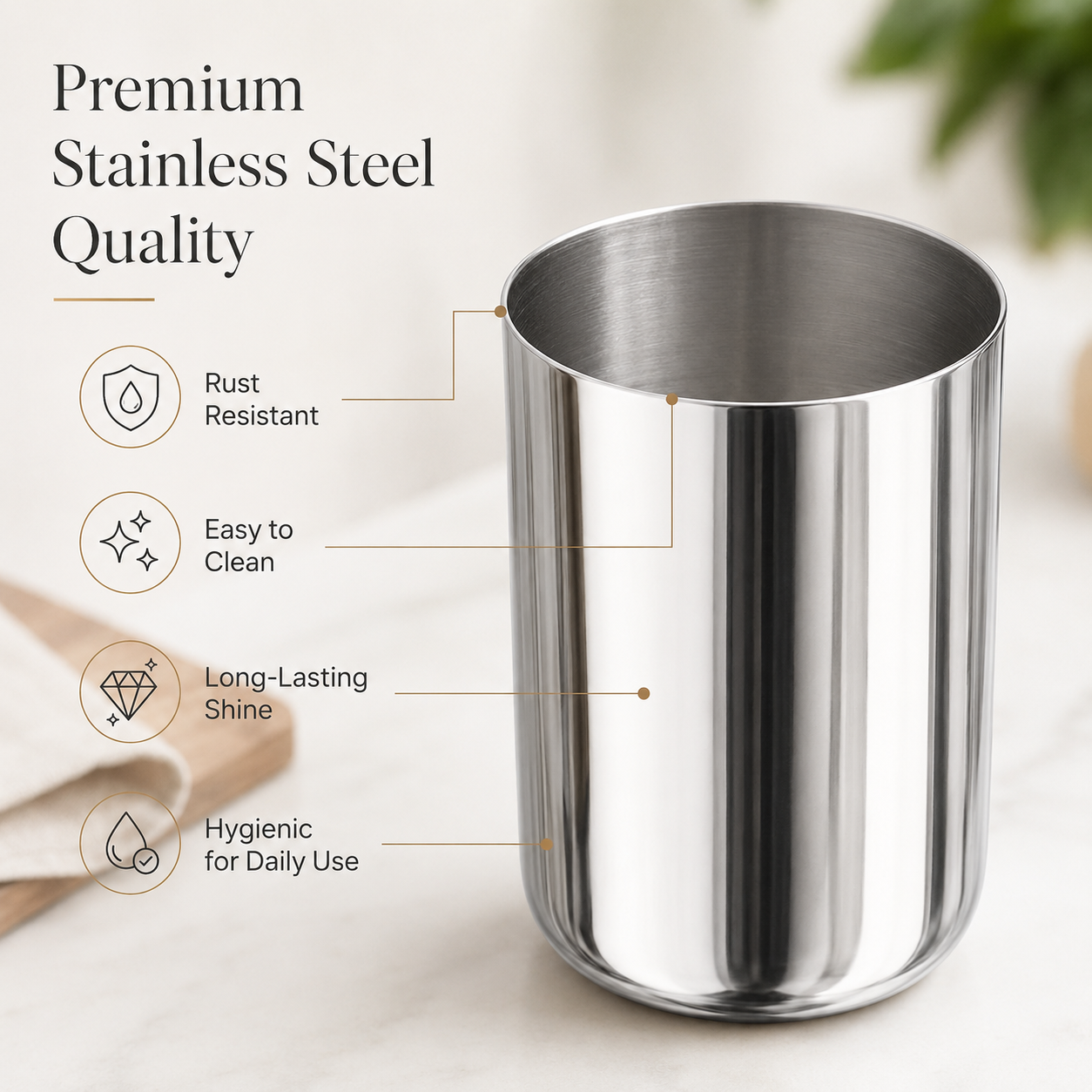 Kraft Stainless Steel Juice Glass Mirror Finish Steel Drinking Glass for Juice, Water, Milk, Chaas & Lassi