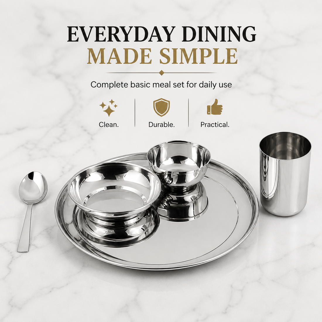 Kraft Princess stainless steel dinner set 6pc plates bowls spoons