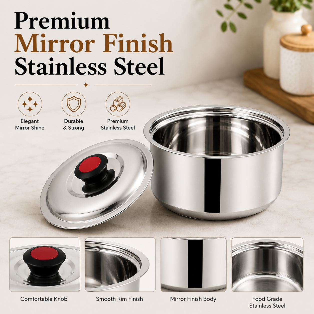 Kraft Mercury stainless steel casserole airtight insulated
