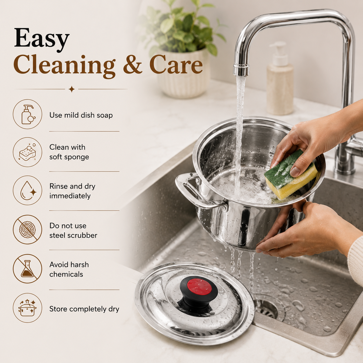 Kraft Mercury double wall casserole stainless steel feature