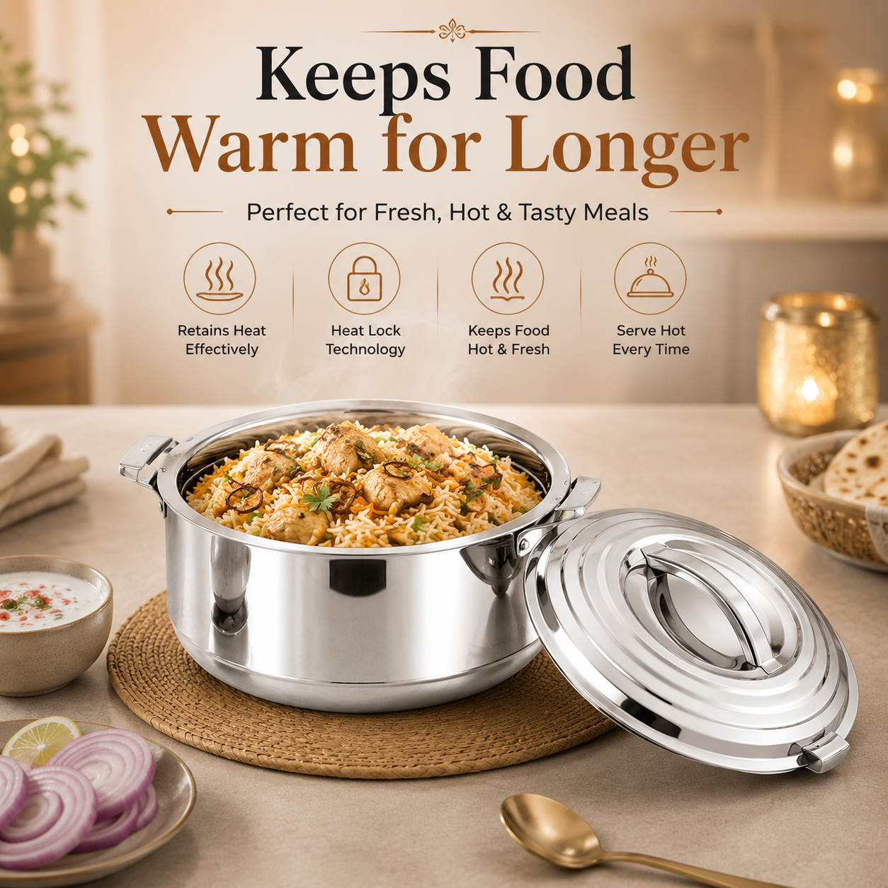 Kraft Mars stainless steel casserole set 3pc overview kitchen