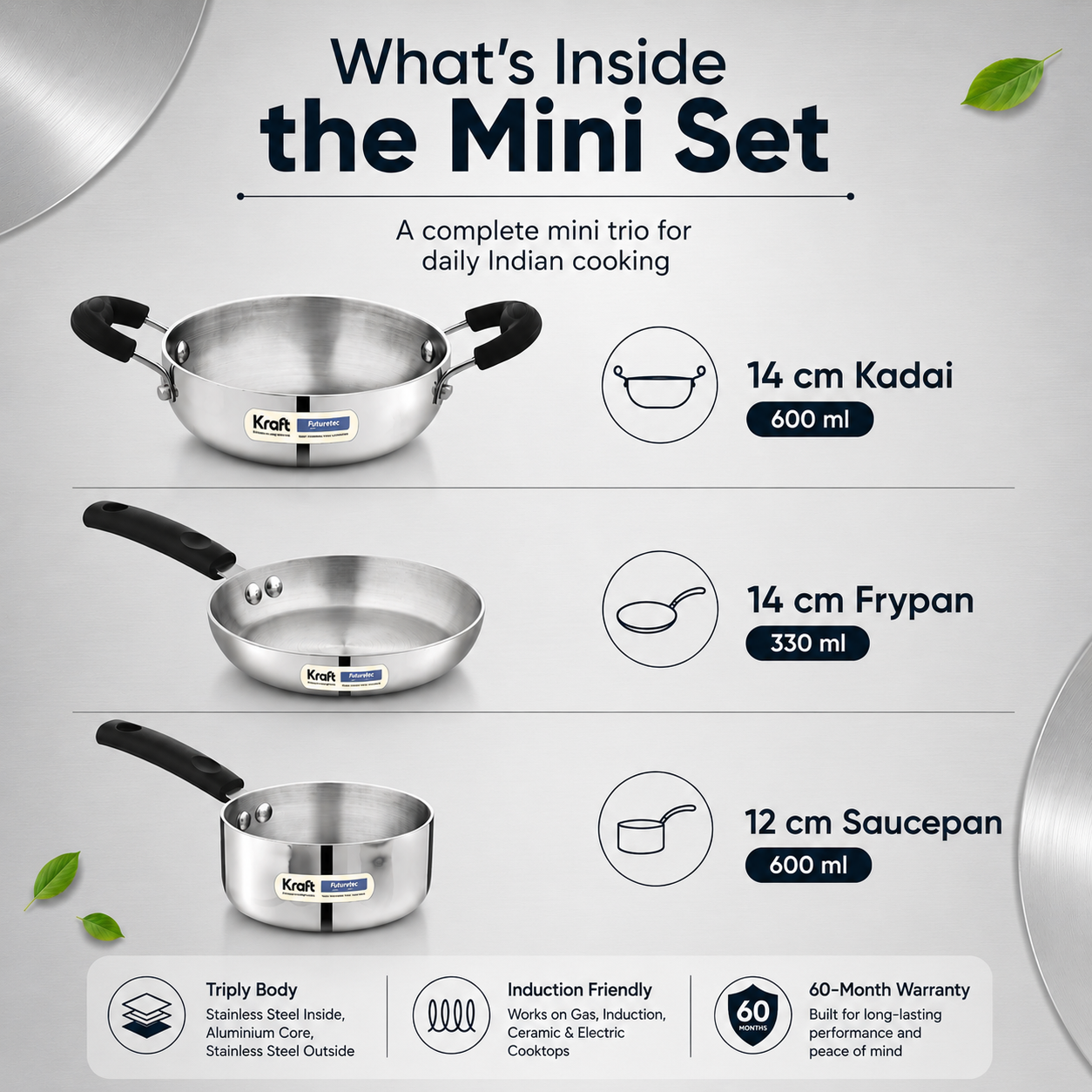 Kraft Futuretec Triply mini combo set 3pc view 4 kitchen