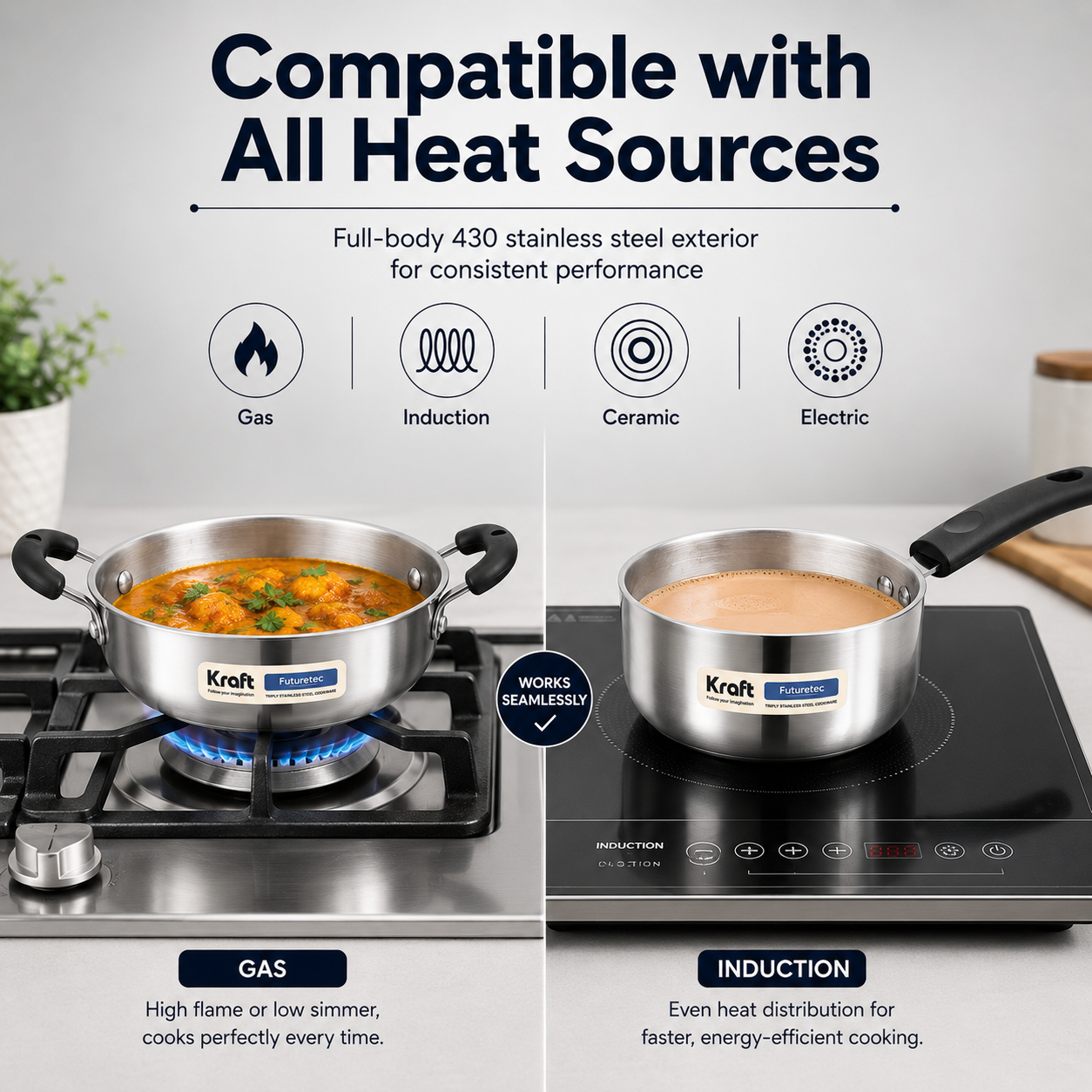 Kraft Futuretec Triply mini combo set 3pc view 2 induction