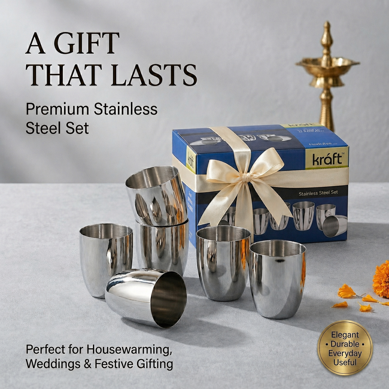 Kraft stainless steel Premium glass set 350ml view 3