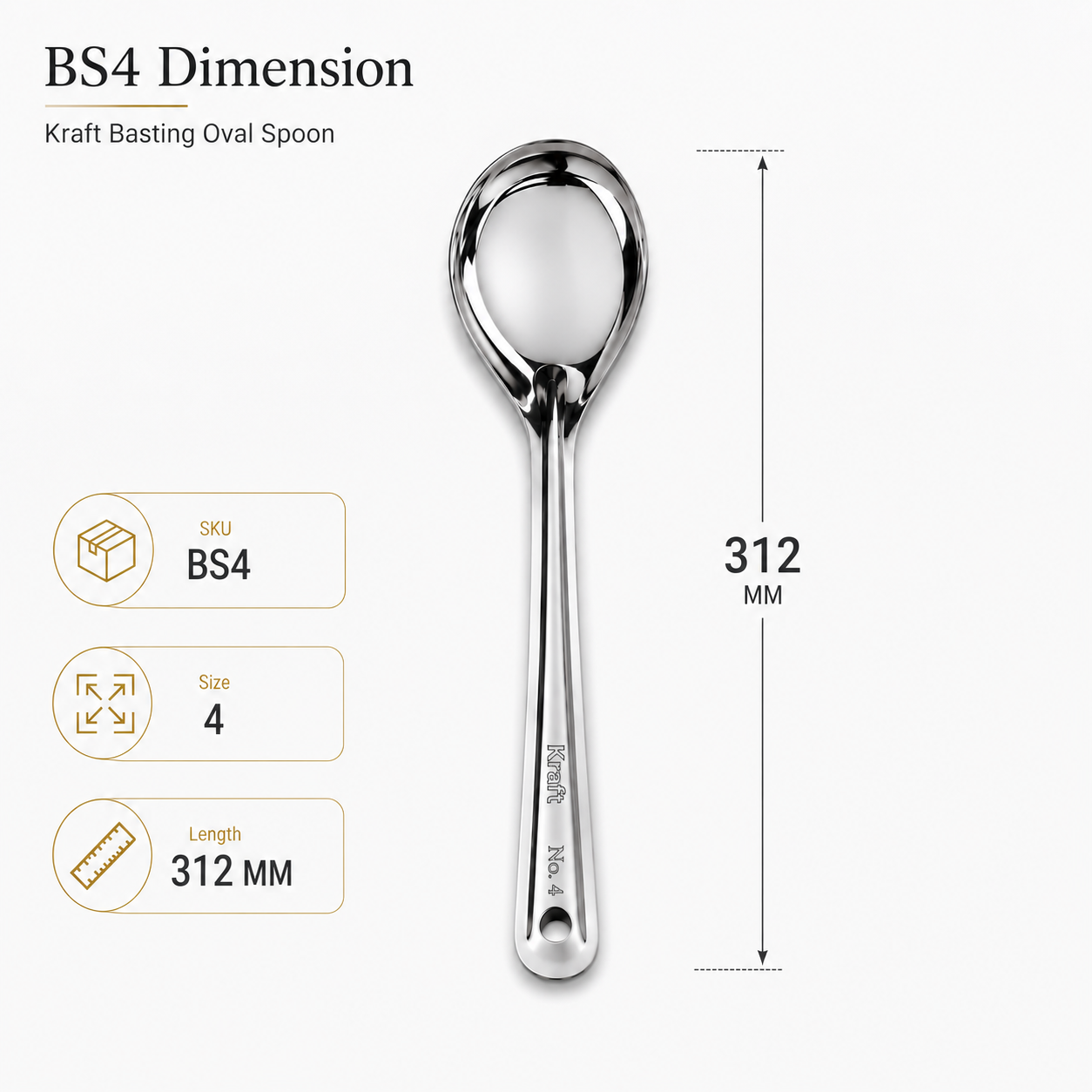 Kraft stainless steel basting oval spoon view 10 kitchen