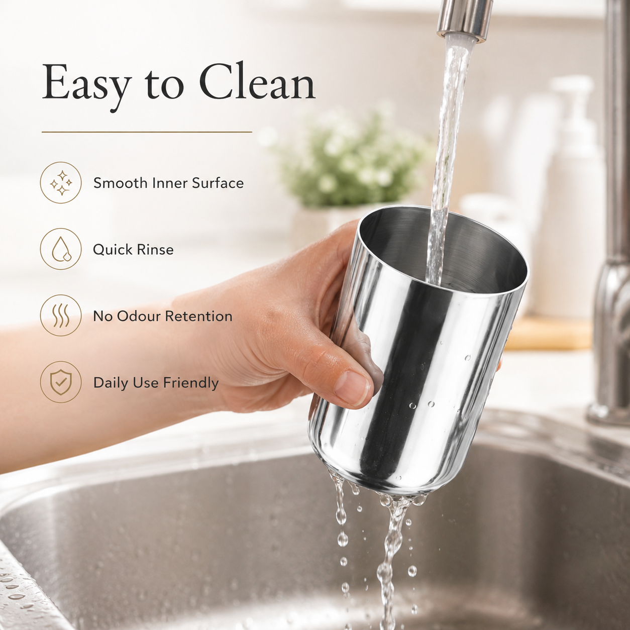 Kraft Stainless Steel Ayushi Glass | Mirror Finish Steel Drinking Glass for Water, Juice, Milk, Chaas & Lassi