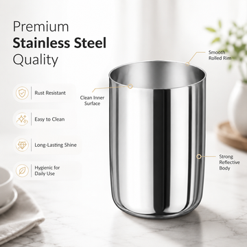 Kraft Stainless Steel Royal Glass | Premium Mirror Finish Steel Glass
